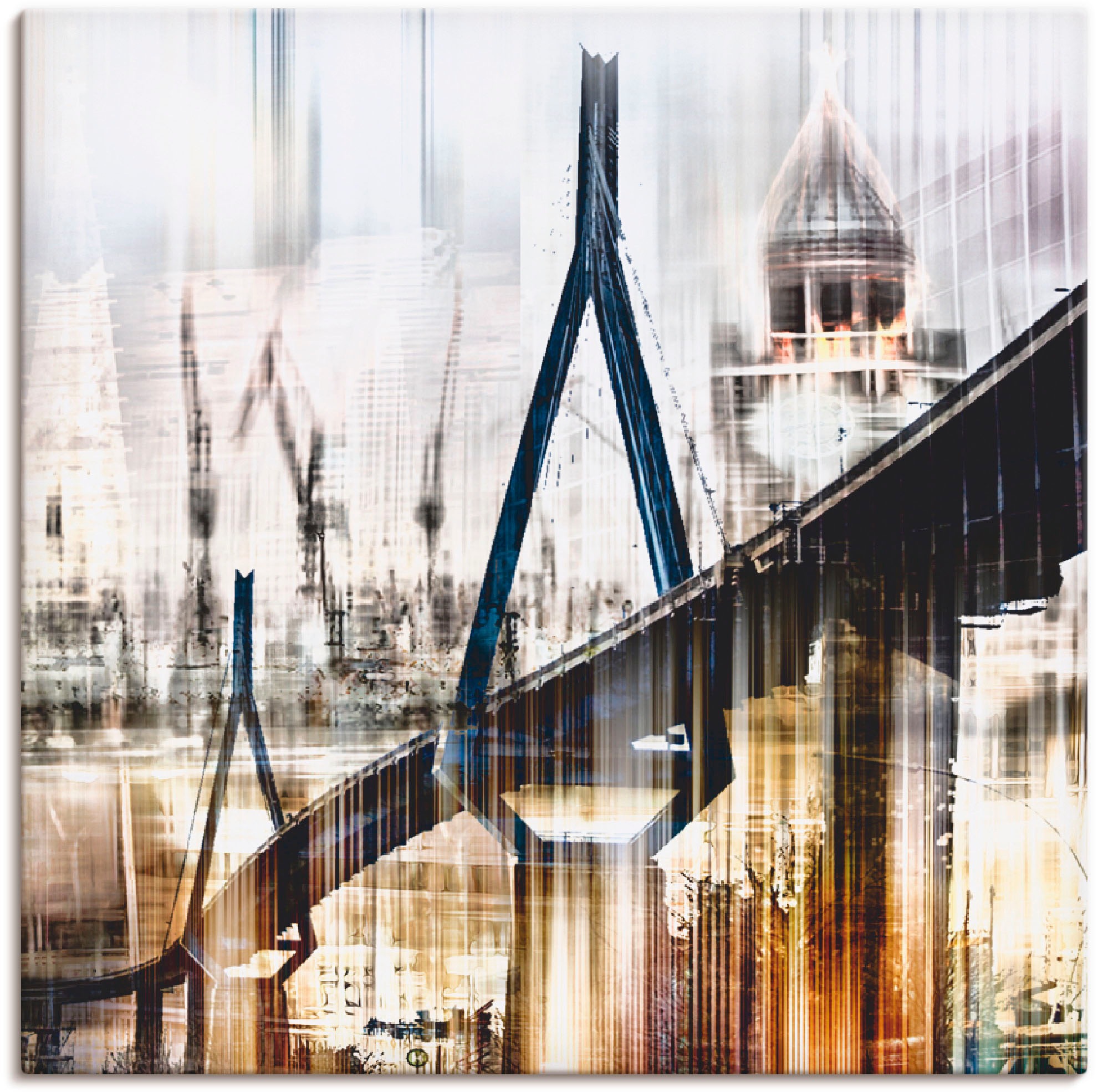Artland Leinwandbild "Hamburg Skyline Collage III" Deutschland 1 Stk. tlg. auf Holzrahmen gespannt