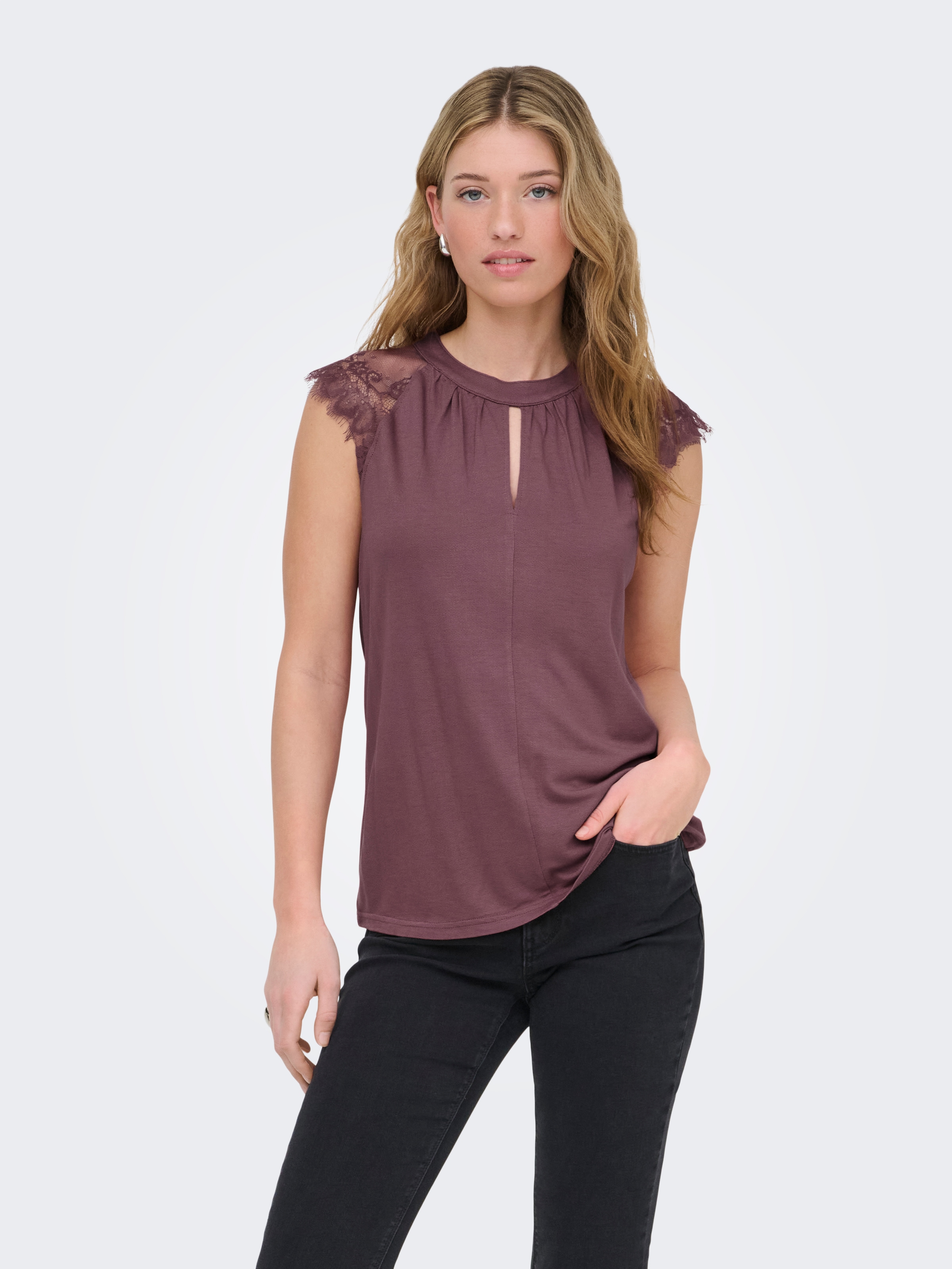 ONLY Kurzarmshirt »ONLNICOLA S/S TOP CS JRS« Viskose, regular fit, Rundhals