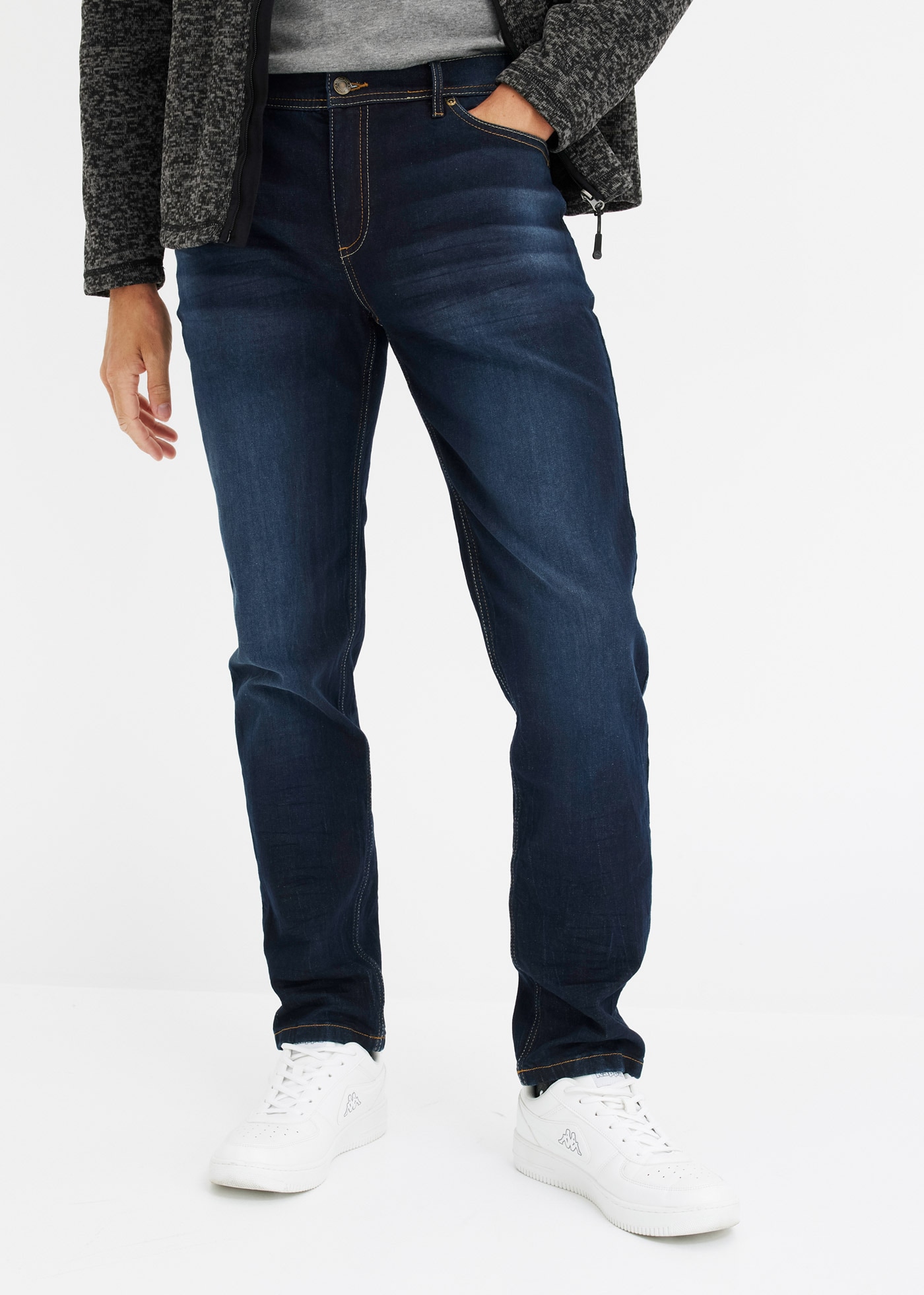bonprix Slim-fit-Jeans "Slim Fit Stretch-Jeans, Tapered" tapered Schnittverlauf, Kurzgröße, mit Stretch-Anteil