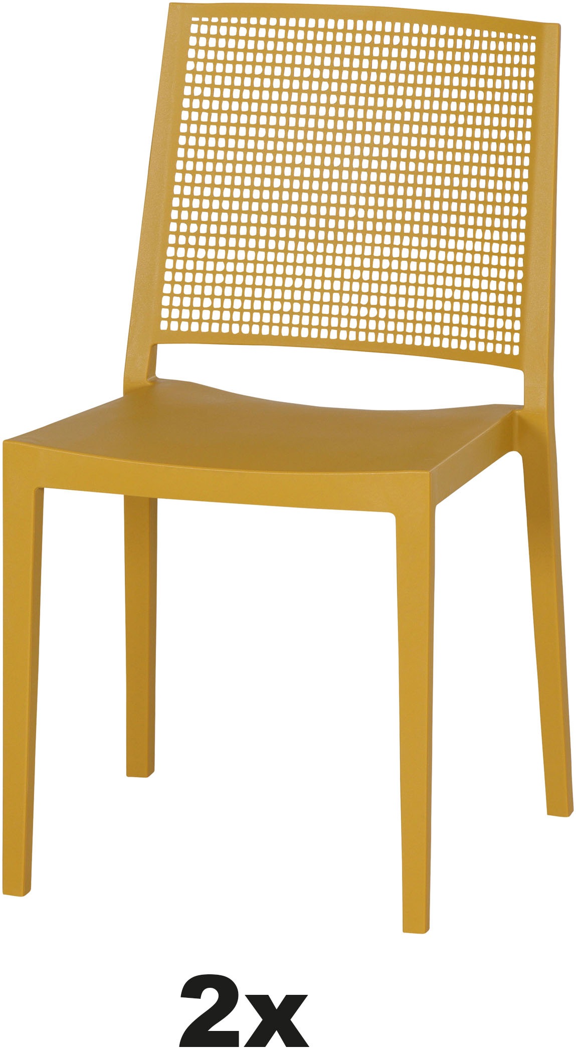 Siena Garden Gartensessel »Square 2er Set Stapelstuhl mustard« Set, 2 Stk. tlg. Gestell, Polypropylen/Glasfaser