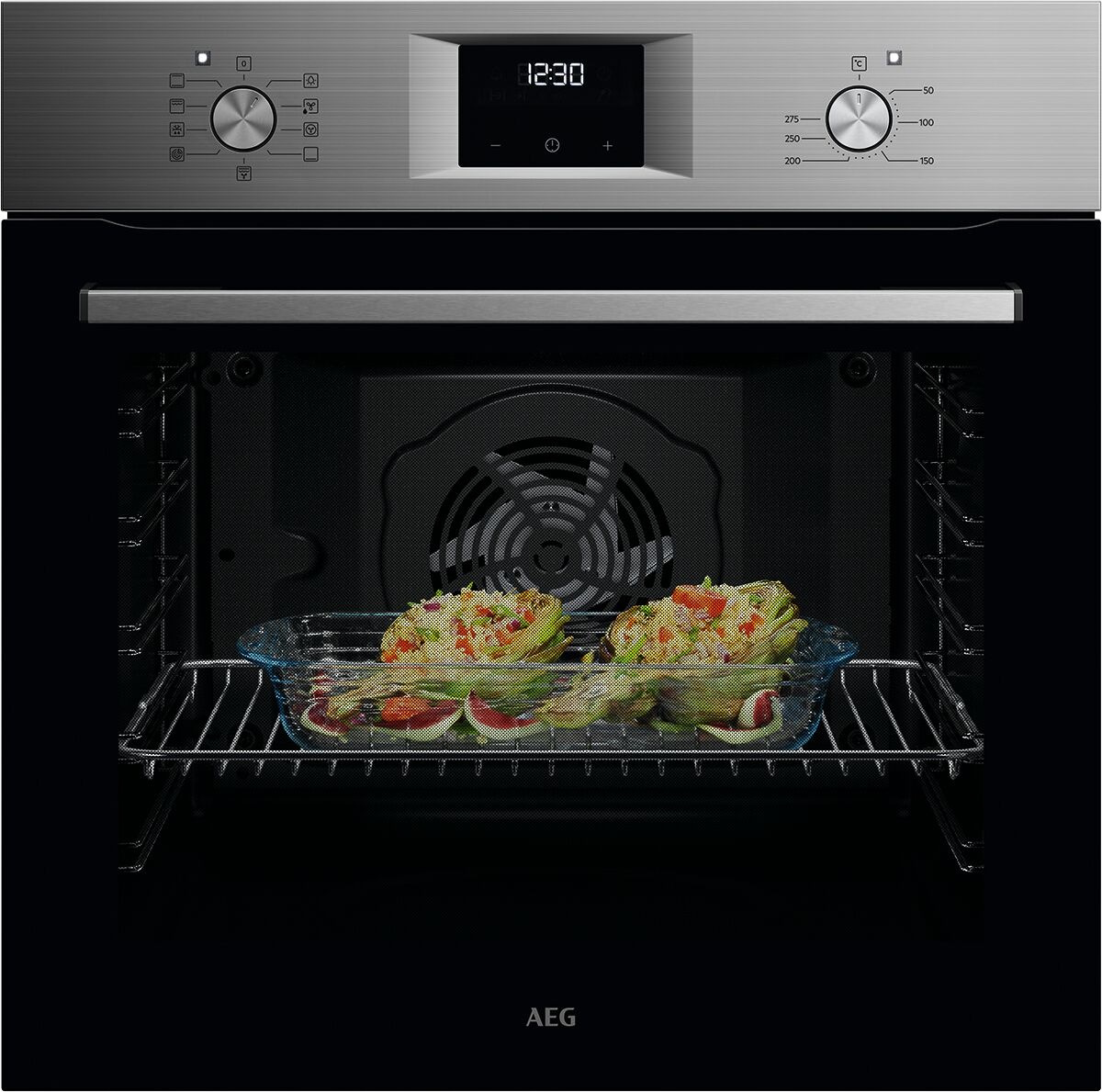 AEG Einbaubackofen "OU5AB20ZSM", B:59,4cm H:59,4cm T:56,8cm, schwarz, Backöfen, Heißluft-Backofen auf 3 Ebenen gleichzeitig, Reinigungsfunktion