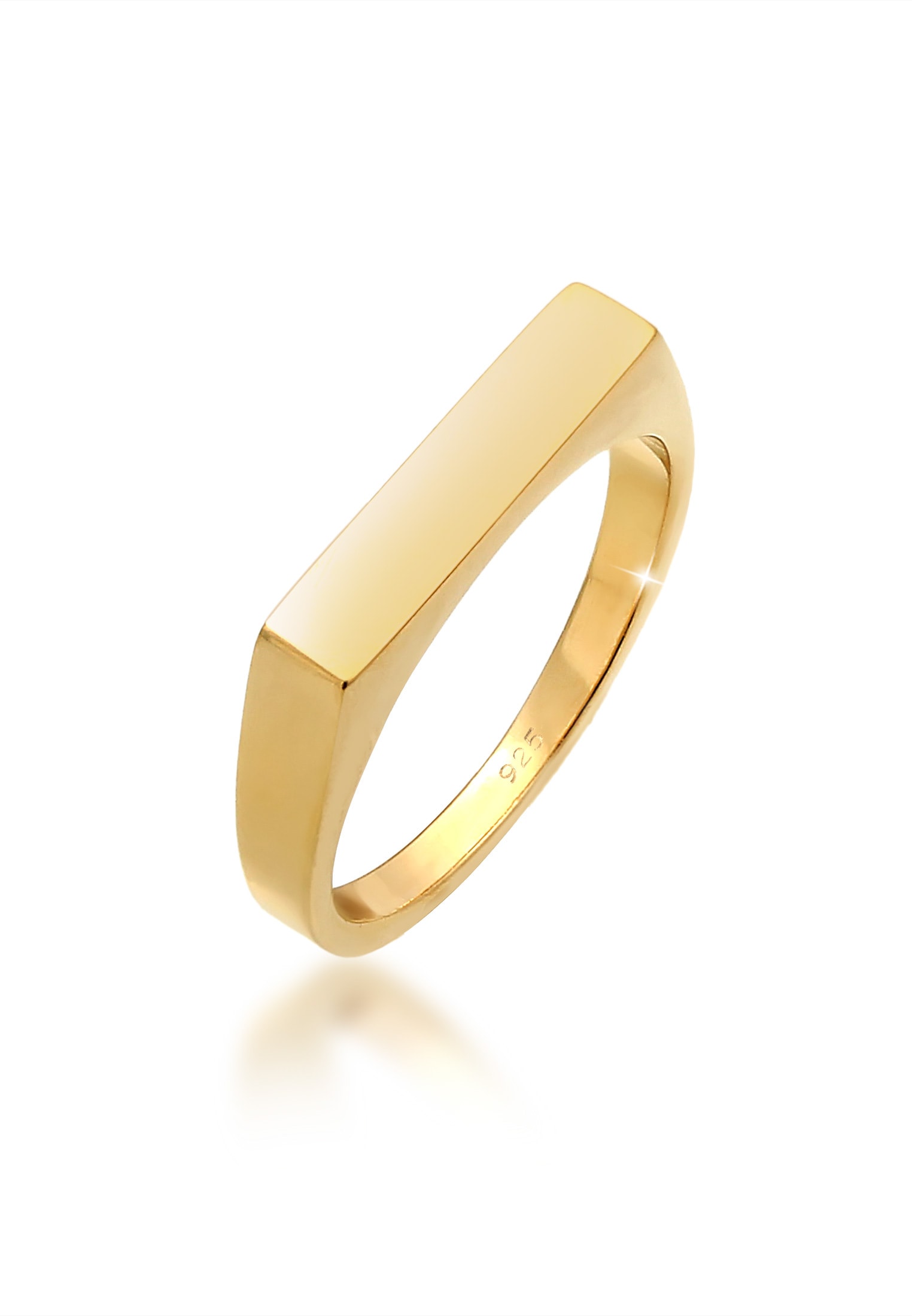 ELLI Damen Siegelring "Ring Siegelring Rechteck Pinky Ring 925 Silber", 56, ohne Stein, Silber 925 (Sterlingsilber), 9mm, gold, Silber 925