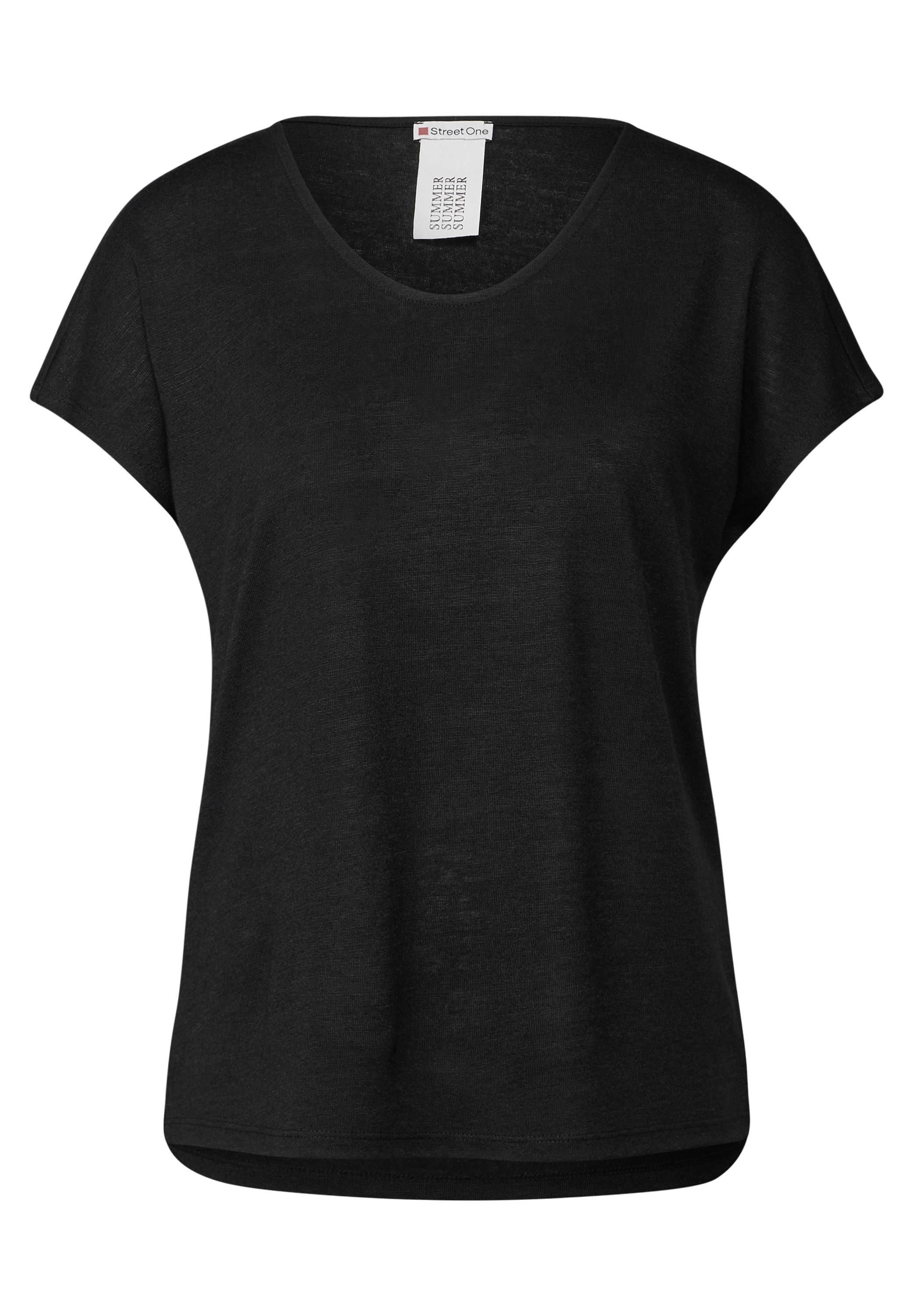 STREET ONE T-Shirt, mit abgerundetem V-Ausschnitt