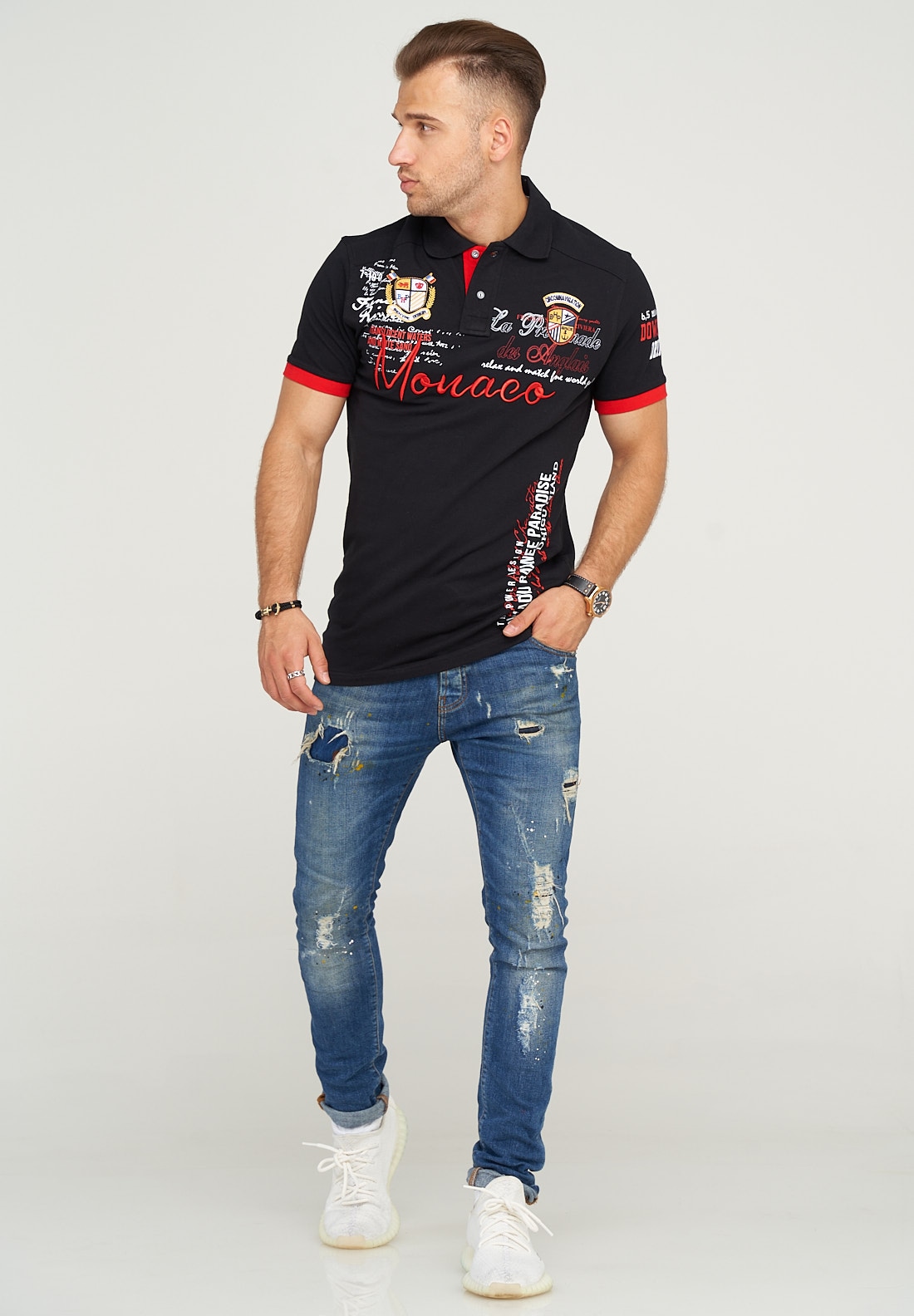 behype Poloshirt »MONACO«, mit sportiver Stickerei