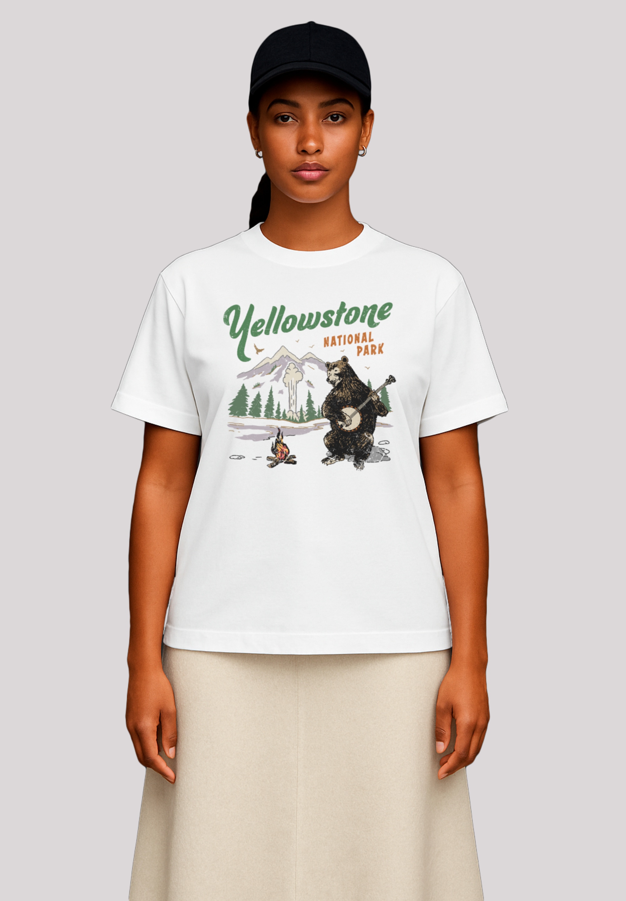 F4NT4STIC T-Shirt "US National Parks Yellowstone Bear Playing Banjo", Premi günstig online kaufen