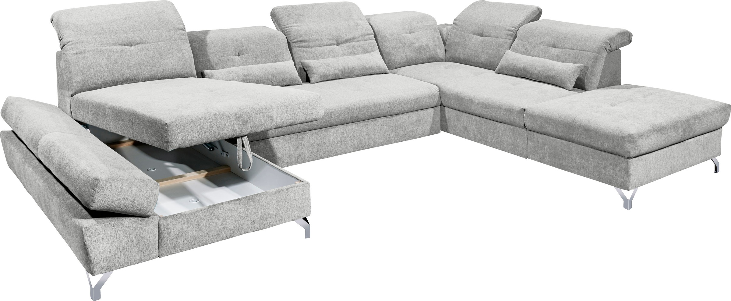 ED EXCITING DESIGN Wohnlandschaft »Melfi U-Form«, mit Bettfunktion, Bettkasten, Nierenkissen, frei im Raum stellbar