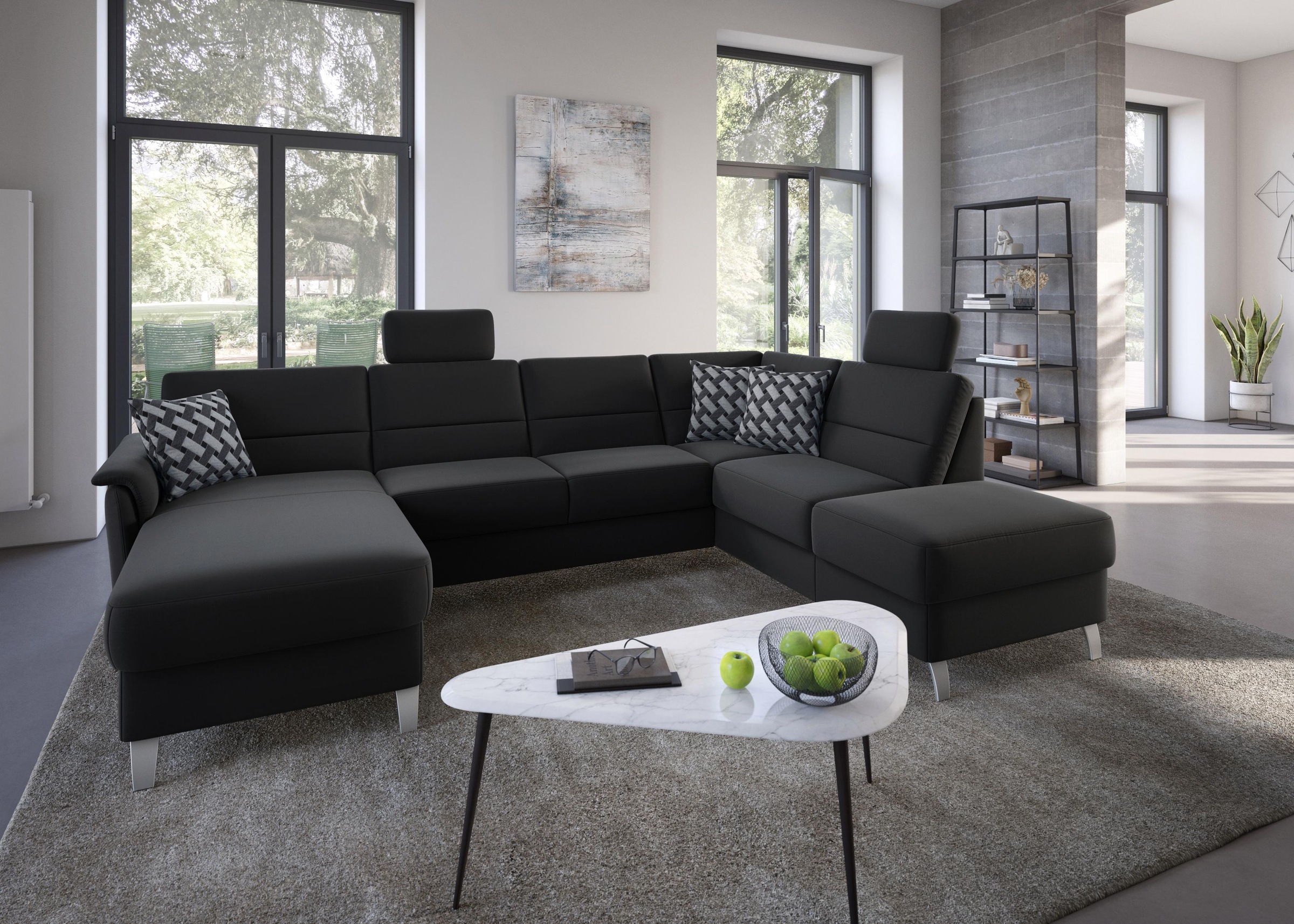 sit&more Wohnlandschaft »Palmera U-Form, B: 308 cm«, optional Bettfunktion & Bettkasten, Federkern