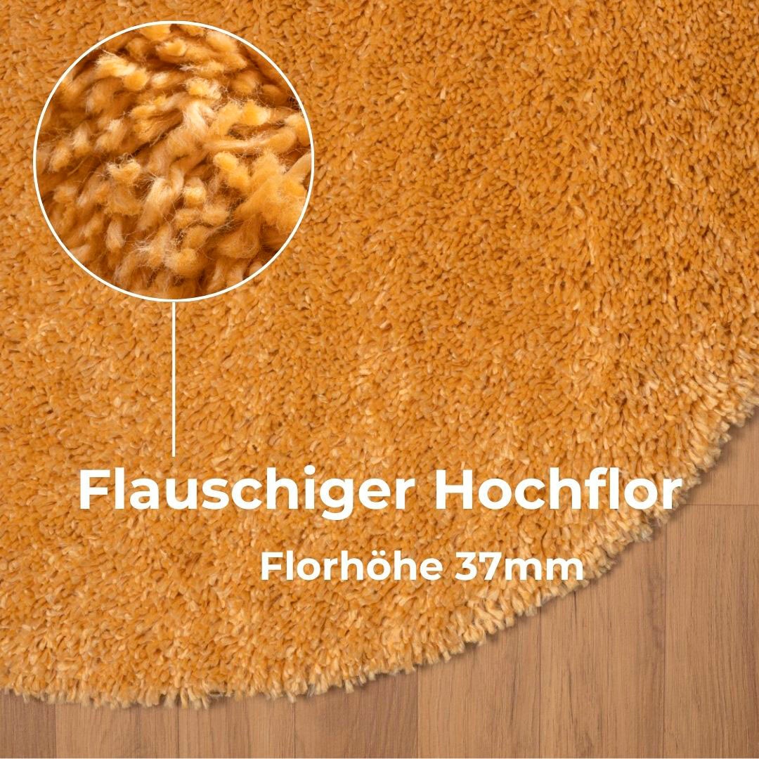 my home Hochflor-Teppich »Banji«, rund, 37 mm Höhe, Uni Farben, weich und flauschig, auch als rechteckig erhältlich