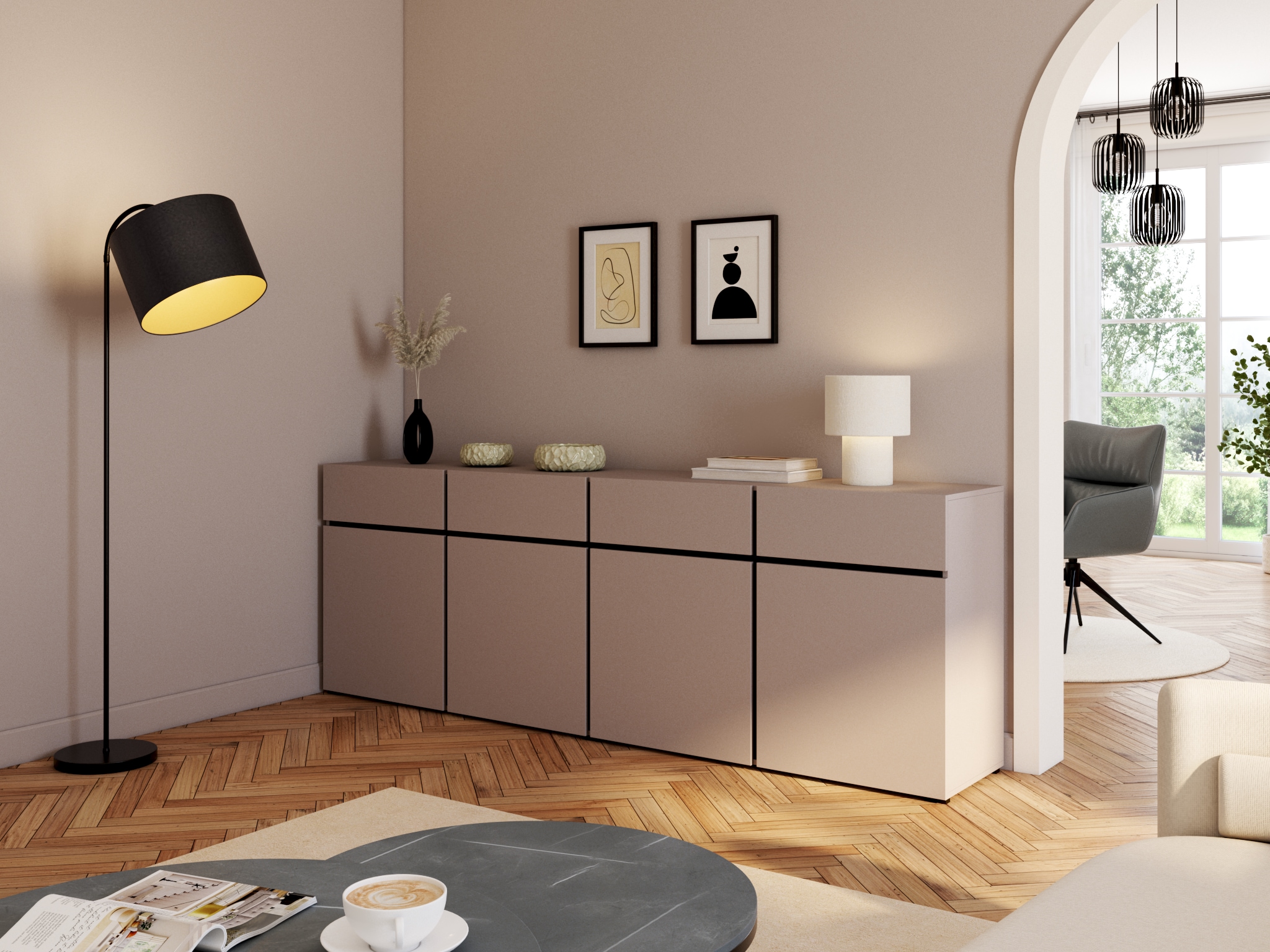 OTTO home Stehlampe »Jerrett« E27 Stehleuchte mit flexiblem, schwenkbaren Schirm