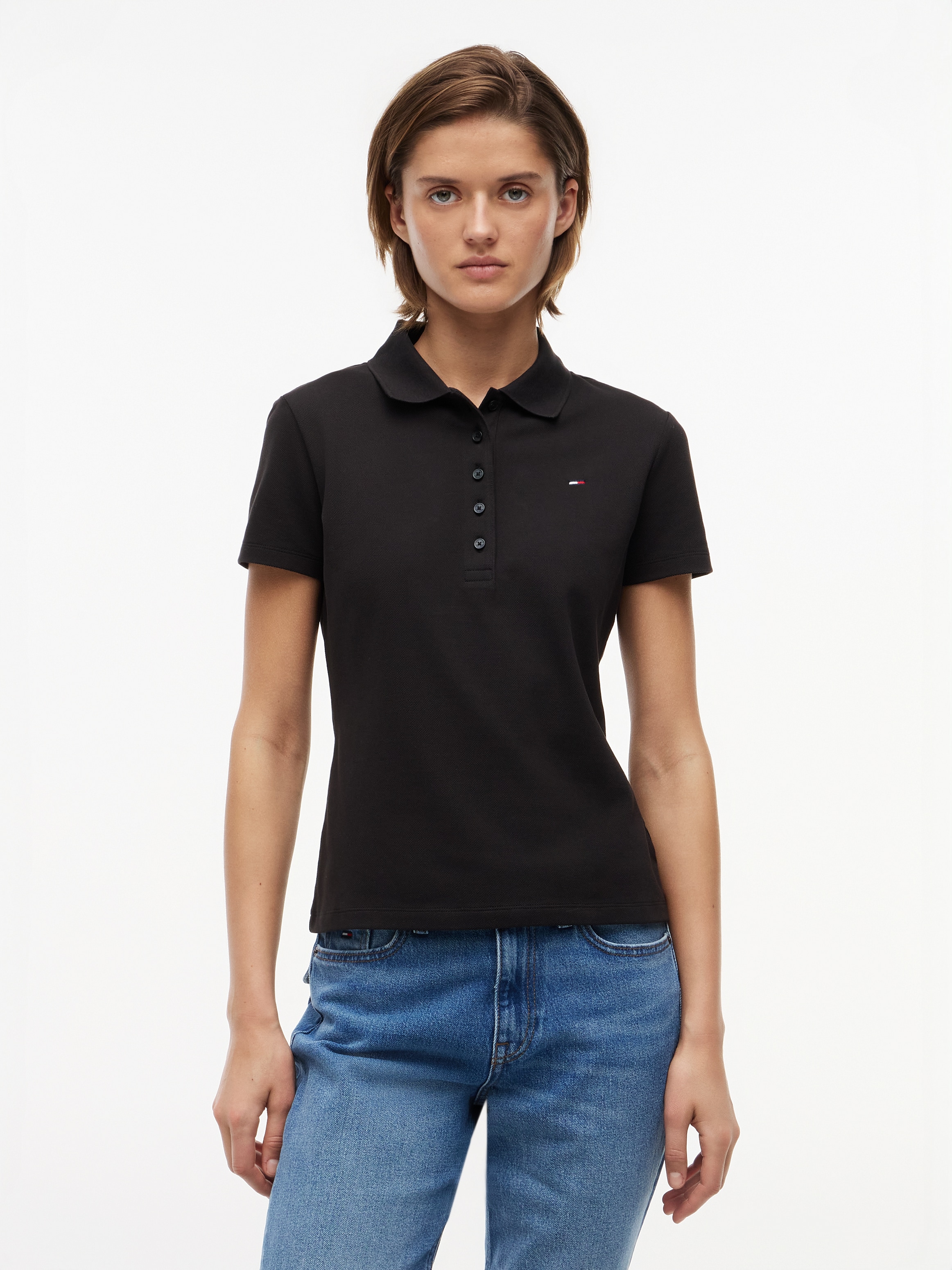 Tommy Jeans Poloshirt "TJW SLIM ESSENTIAL SS POLO" Baumwollmischung, slim fit