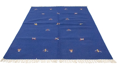 morgenland Wollteppich »Kelim Teppich handgewebt blau«, rechteckig, 6 mm Höhe, Kurzflor kaufen