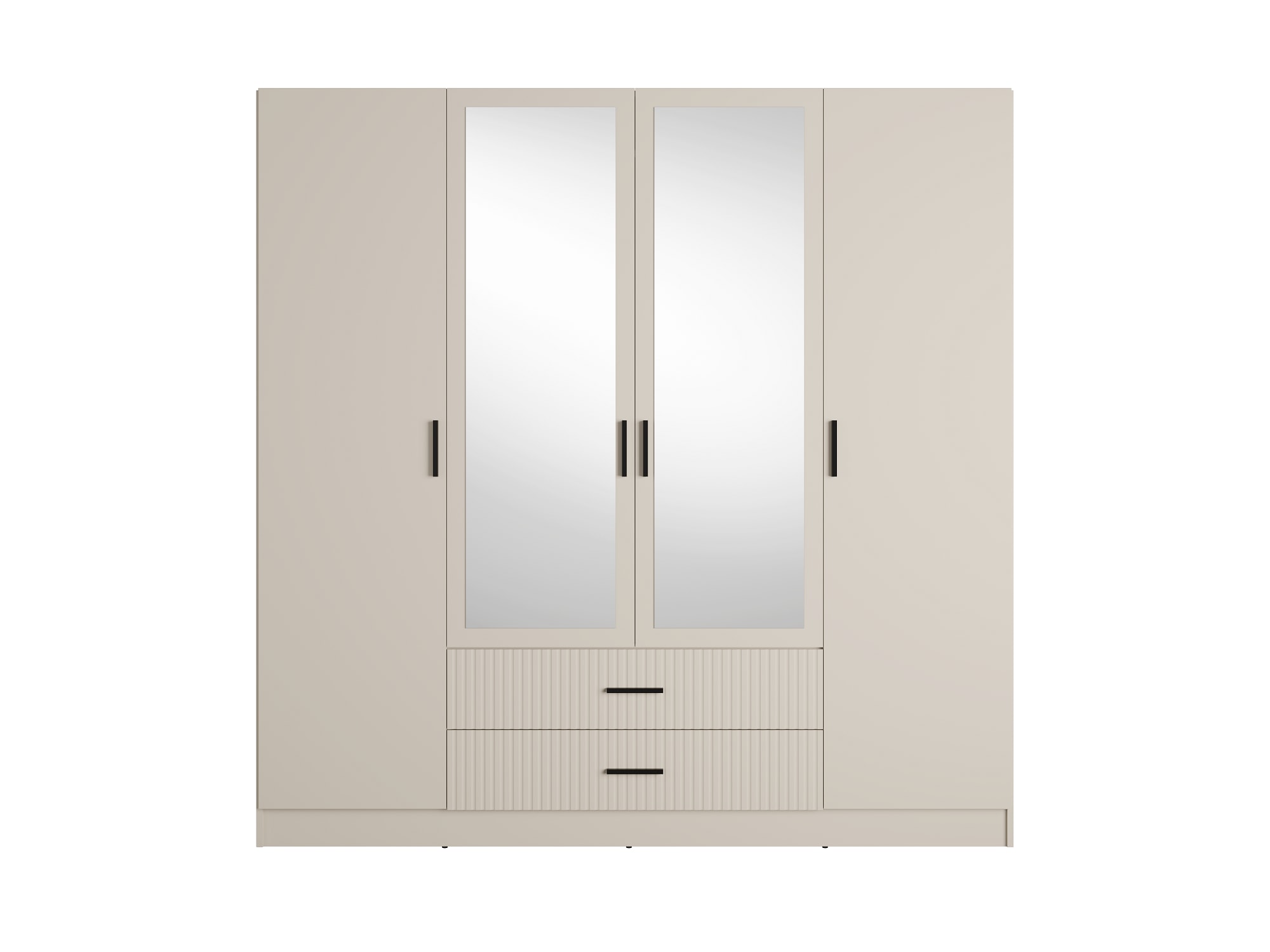 OTTO home Kleiderschrank »TERRIK,  modern mit viel Stauraum & geriffelter Struktur, Spiegel« B/H/T ca. 200/200/60,  Schrank mit 11 Fächern, Kleiderstange, 2 Schubladen, Made in EU
