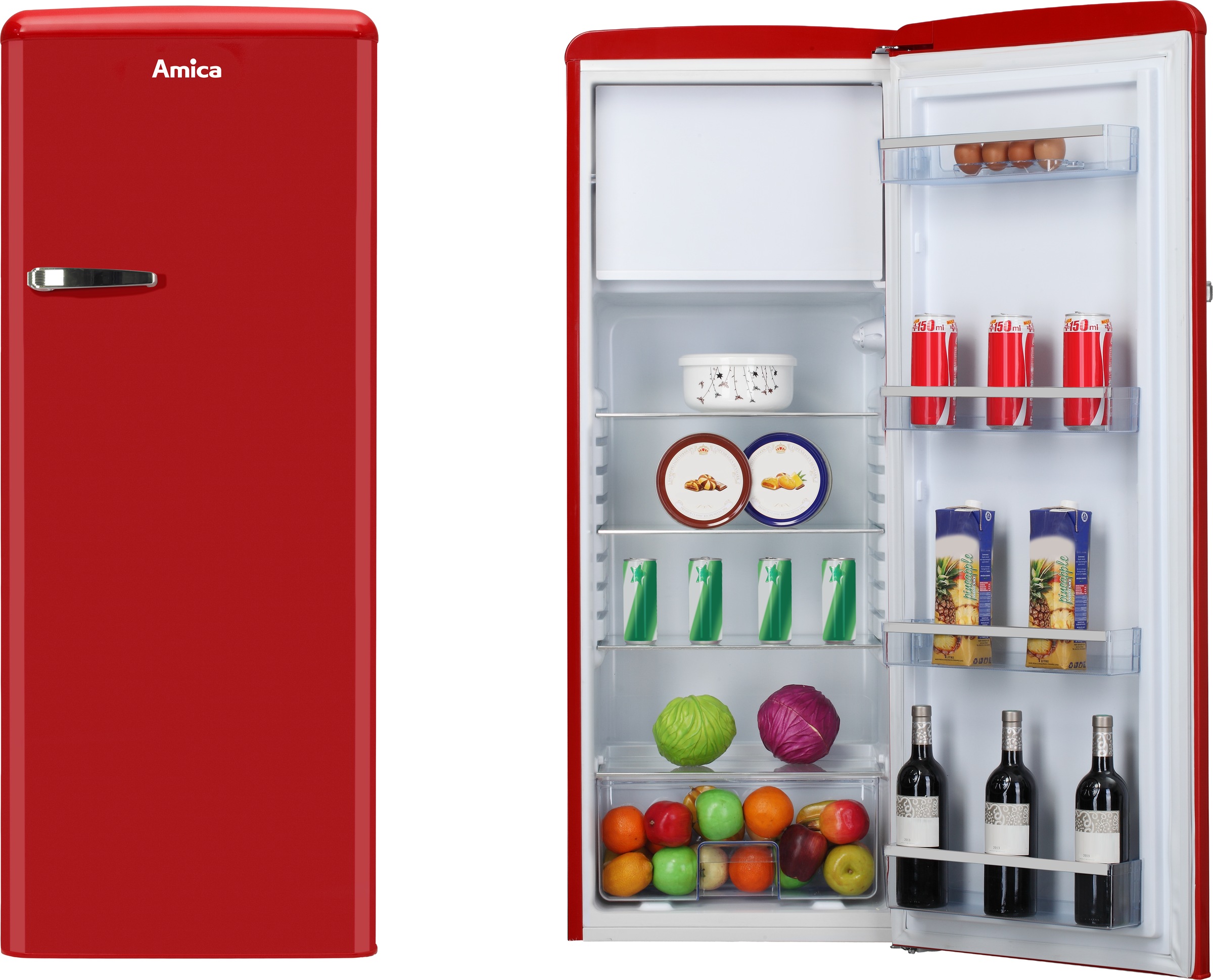 Amica Kühlschrank Retro »KSR 364 150 R« 144 cm hoch 55 cm breit Modernes Design, großer Stauraum - einfach stark im Alltag