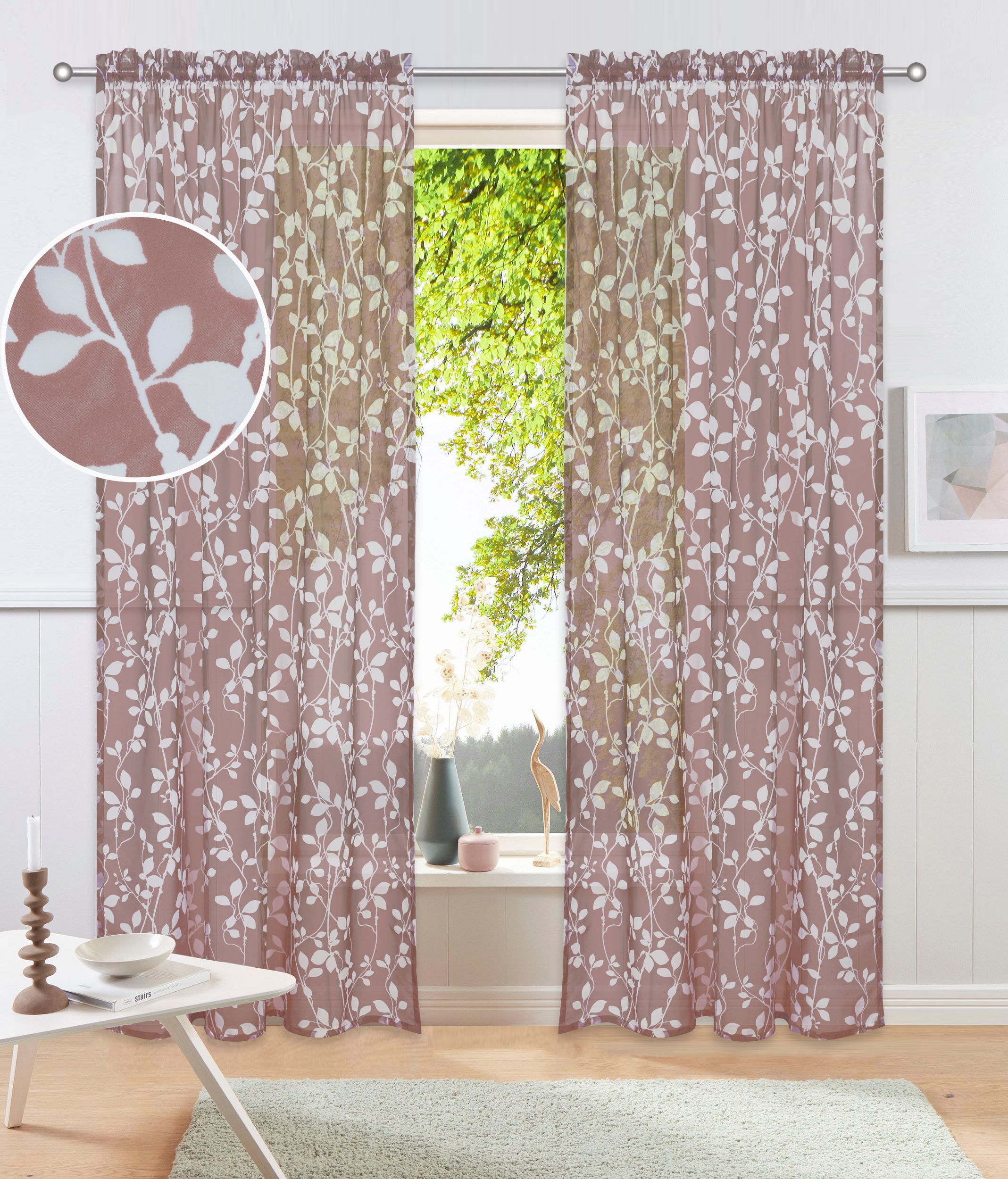 my home Gardine "Issoire" Stangendurchzug 1 Stk. tlg. Wohnzimmer, Schlafzim günstig online kaufen