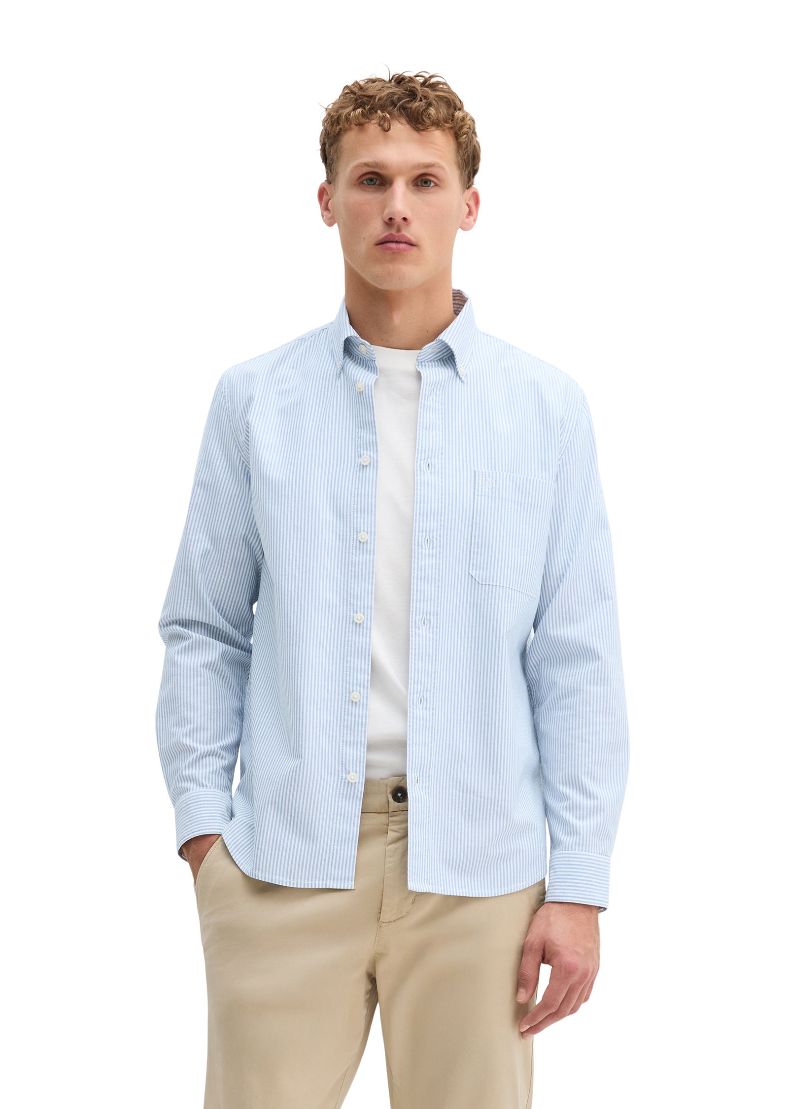 Marc OPolo Langarmhemd "aus gestreifter Bio-Baumwolle" günstig online kaufen