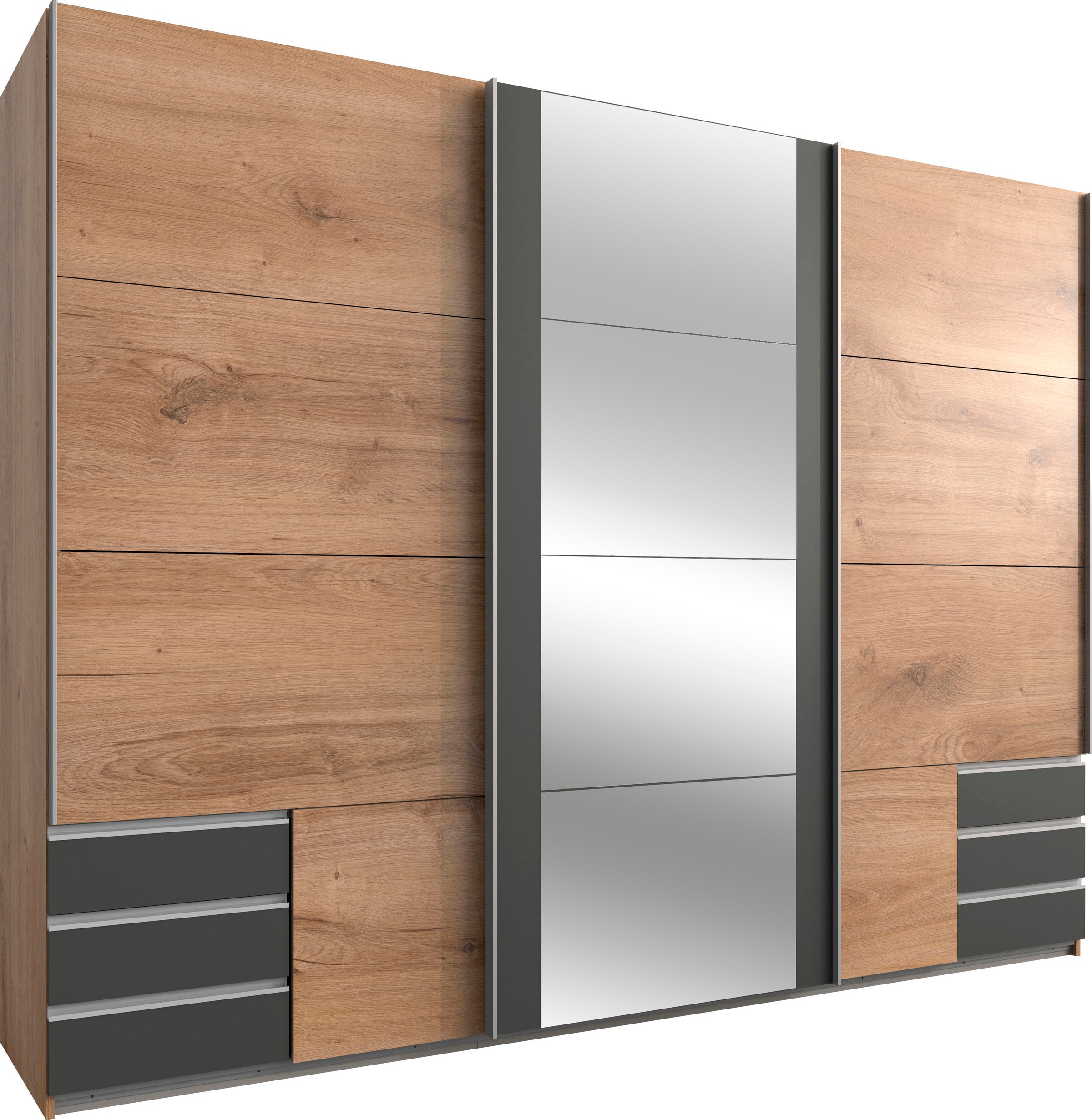 Wimex Schwebetürenschrank "Emden moderner Kleiderschrank mit Spiegel und Schubladen" Schlafzimmer Schrank Garderobenschrank mit Schwebetüren Topseller