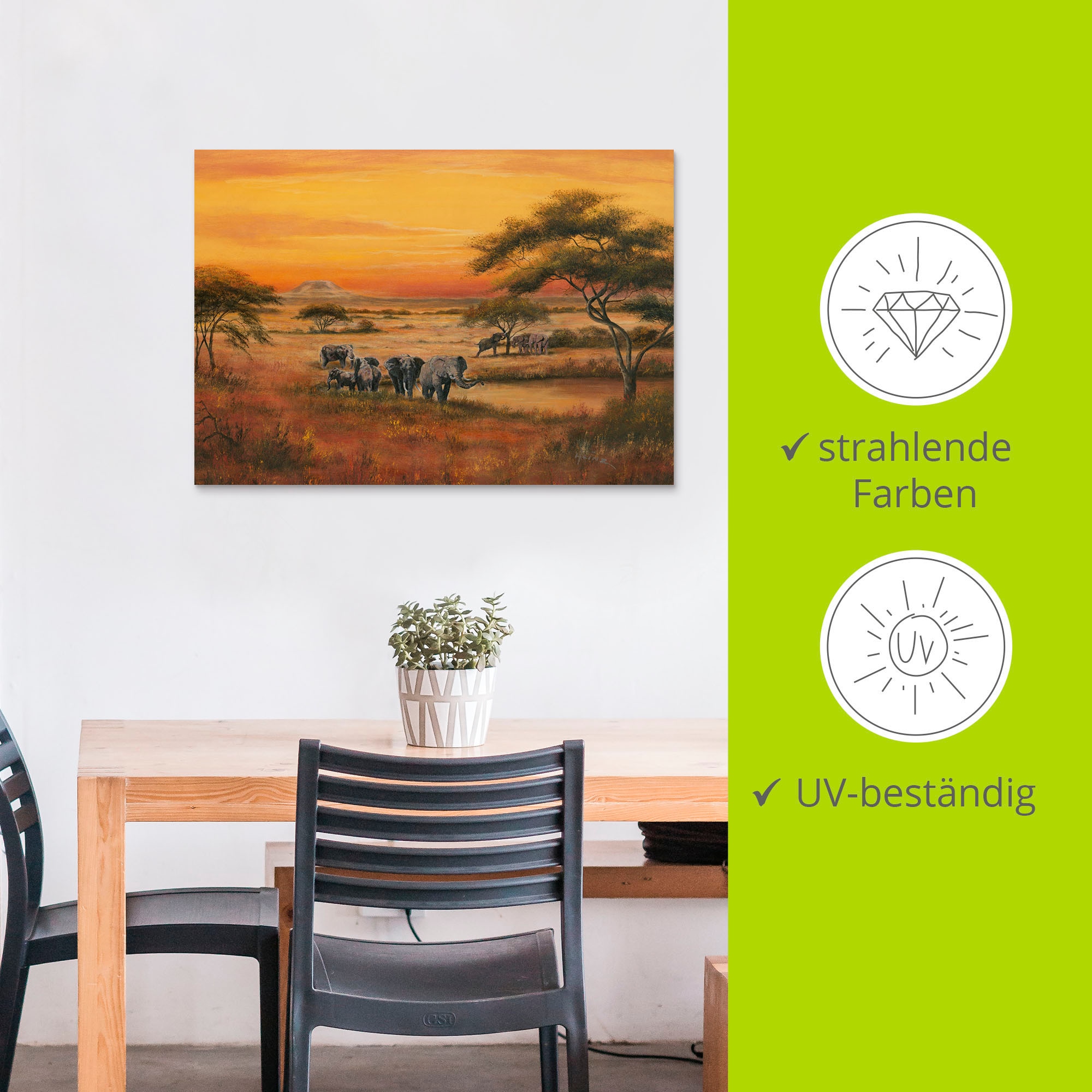 Artland Wandbild »Afrika Elefanten«, Afrika, (1 St.), als Alubild, Outdoorbild, Leinwandbild, Poster in verschied. Größen