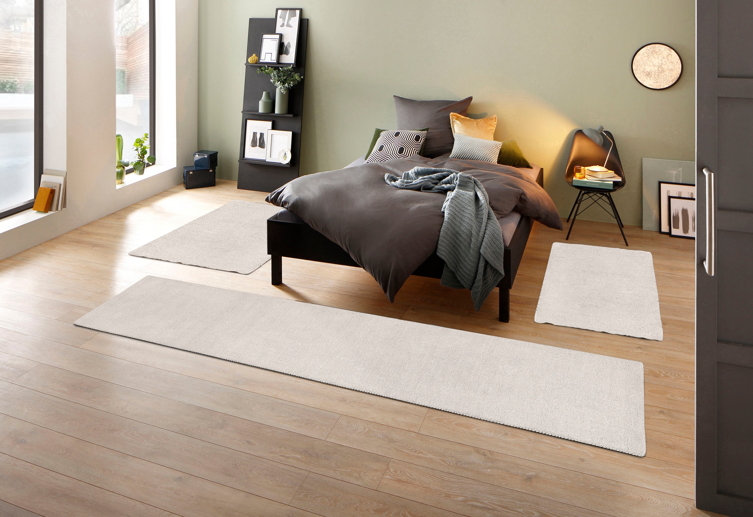 THEKO Bettumrandung "Gabbeh Uni, Handweb Teppich, meliert, reine Wolle" Höh günstig online kaufen