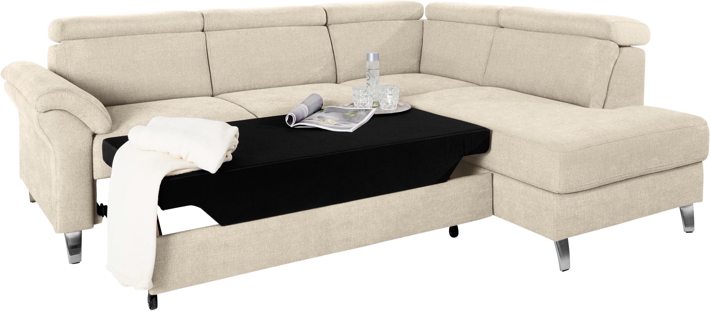 sit&more Ecksofa, inklusive Kopfteilverstellung, wahlweise mit Bettfunktion und Bettkasten