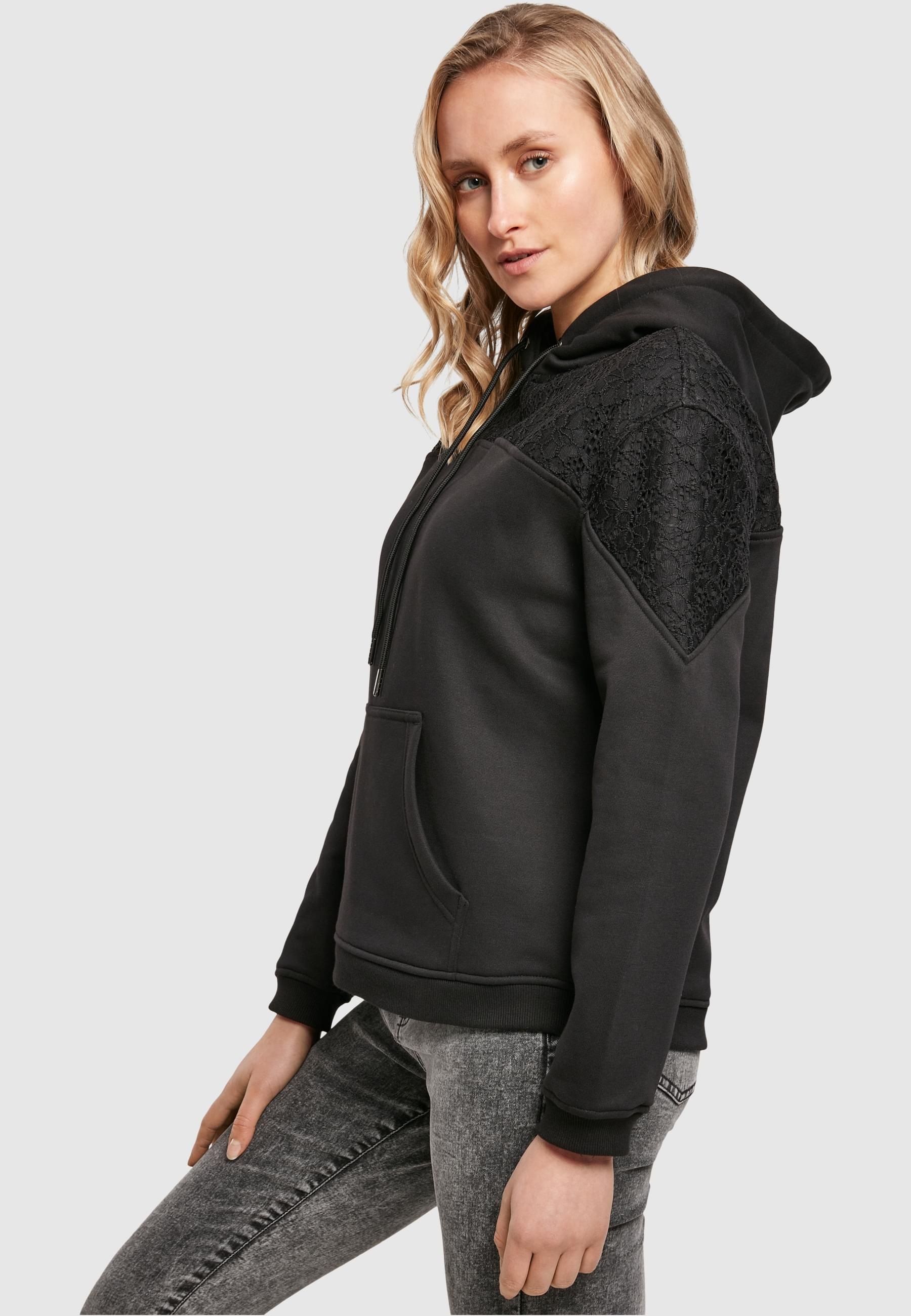 URBAN CLASSICS Kapuzenpullover »Urban Classics Damen Ladies Lace Inset Hoody«, (1 tlg.)