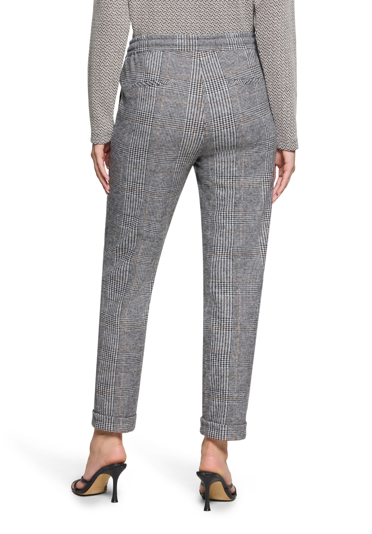 Betty&Co Bundfaltenhose »Damen Karo-Hose mit Bindegürtel«