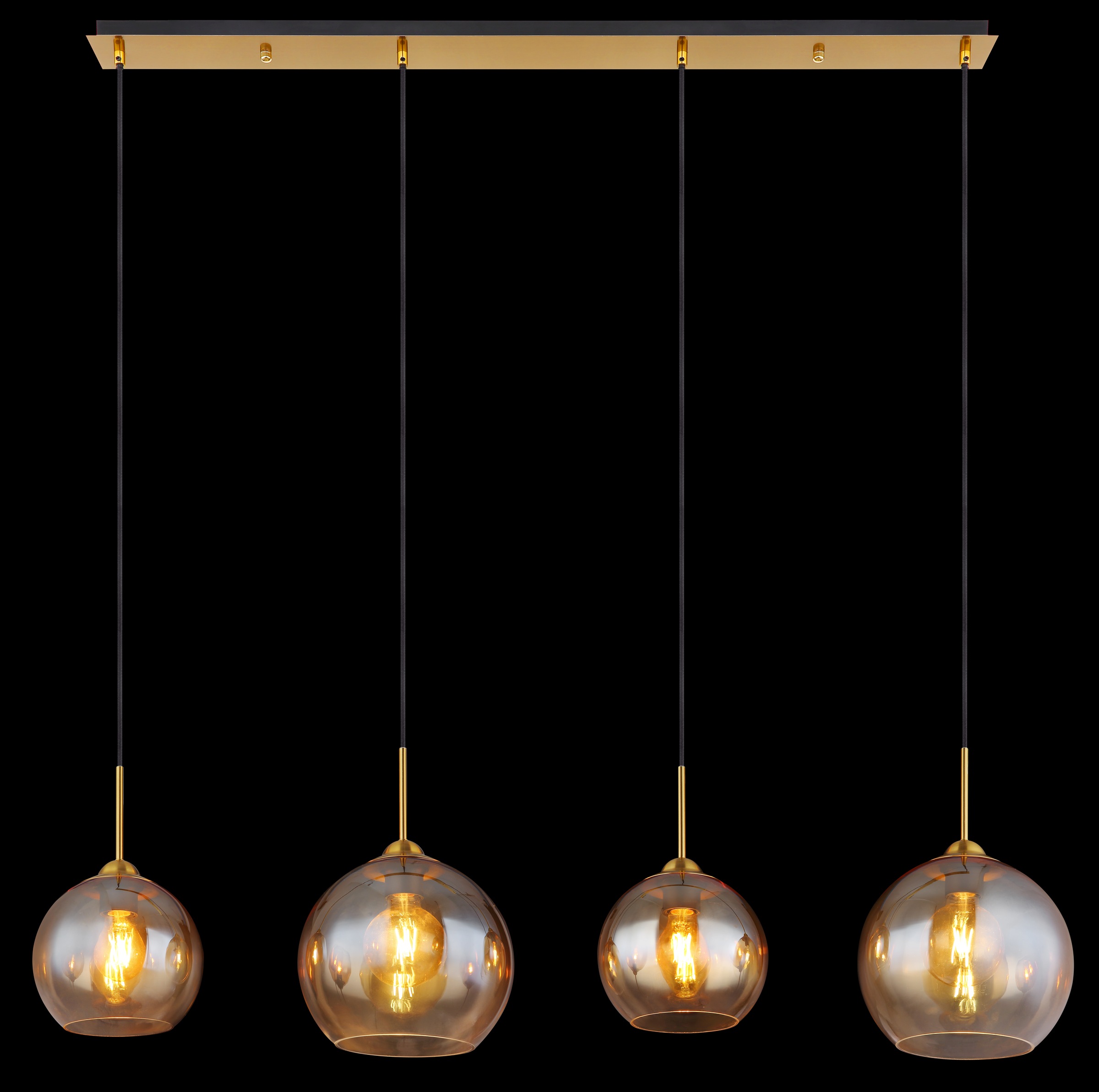 GLOBO LIGHTING Hängeleuchte »JAMESSA« E27 1 Stk. Wohnzimmerleuchte Messing matt, Amberglas, kürzbar