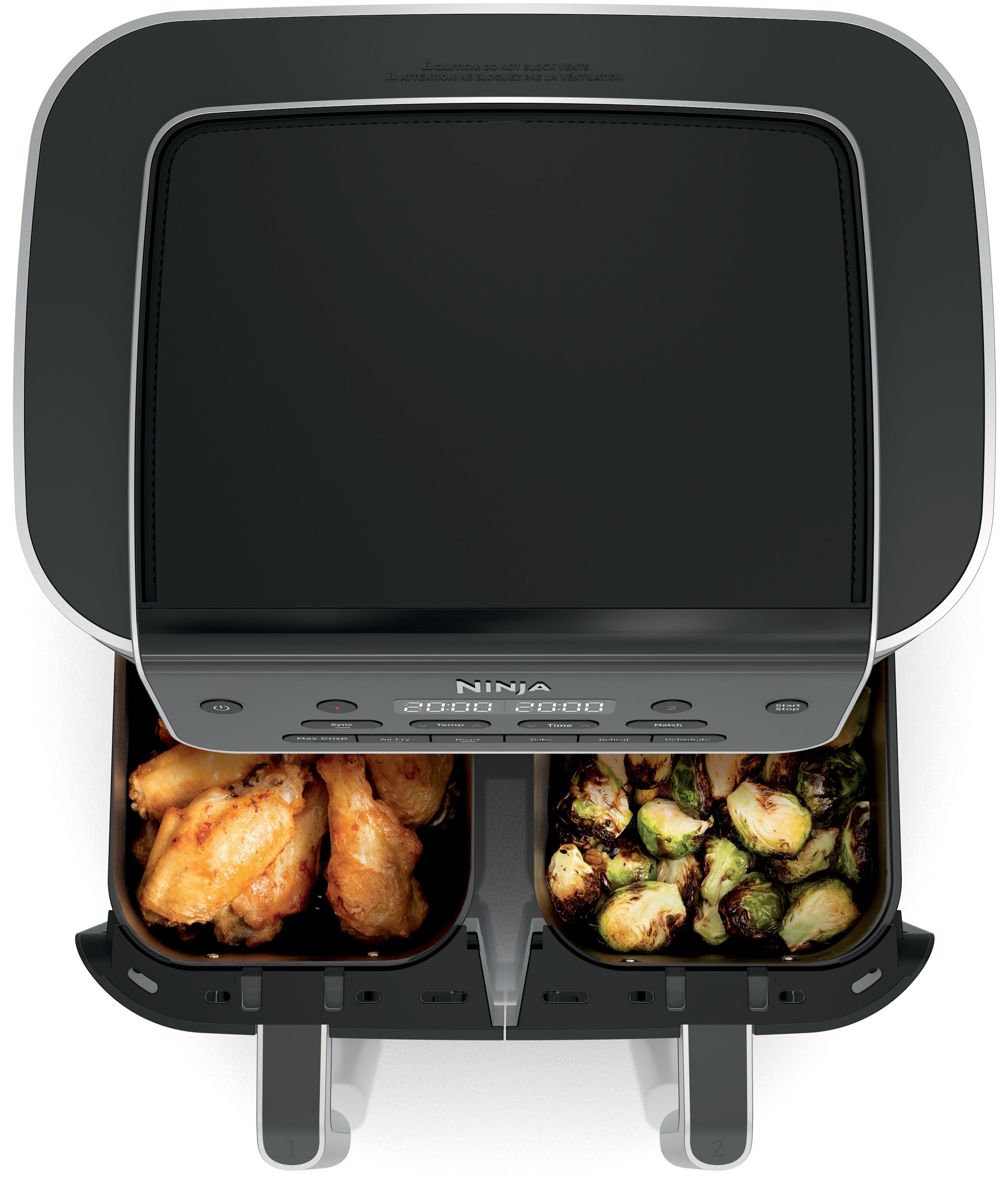 NINJA Heißluftfritteuse »DualZone 7,6-l-Heißluftfritteuse mit 2 Schubladen  DZ801EU« 2470 W Koche gleichzeitig ein Hauptgericht + Beilage für ein  Familienessen