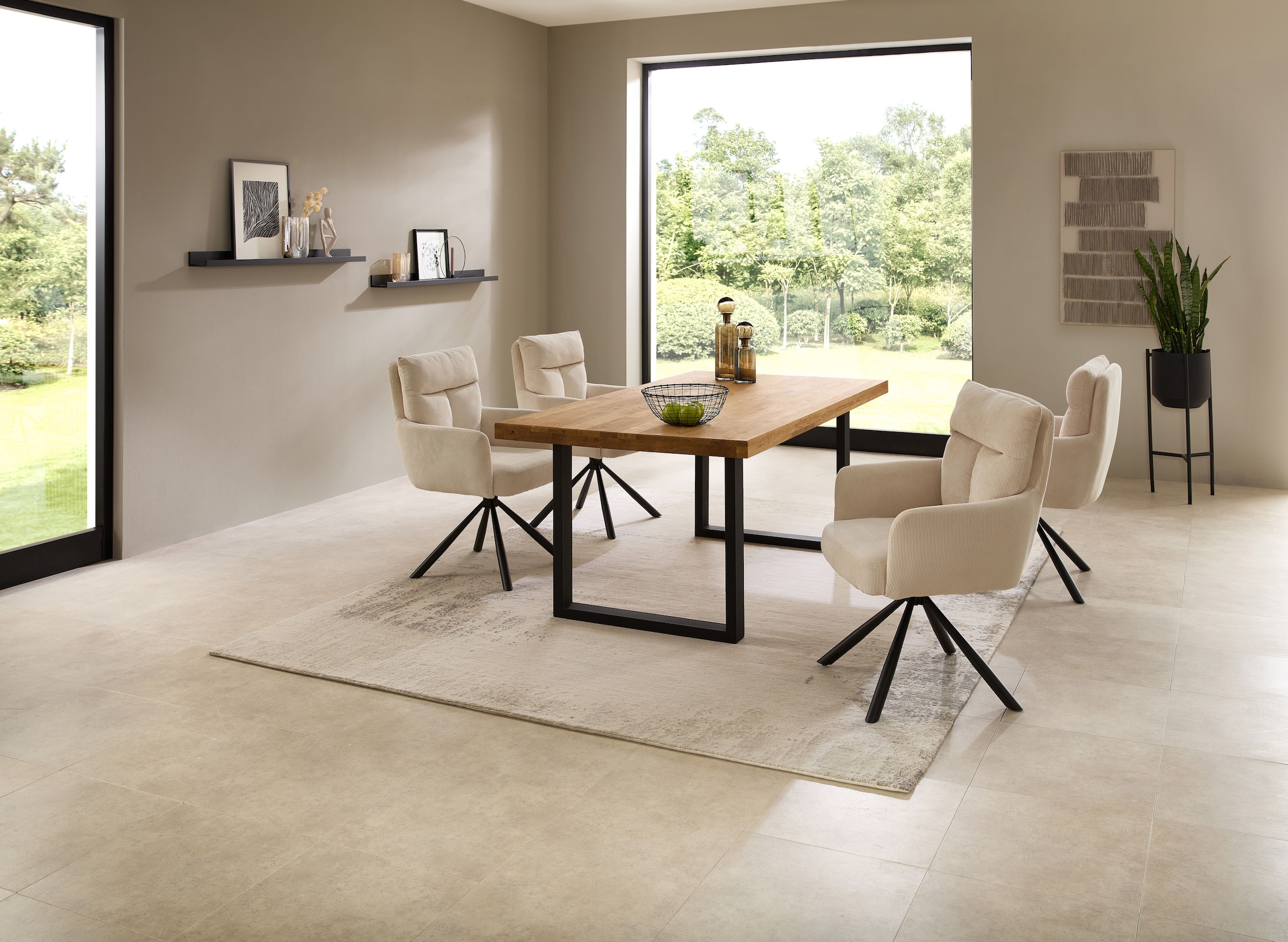Stolkom Esstisch »Chris Esszimmertisch Eiche Massivholz, BxHxT 110x47x70 cm«, Gerade Kante, Industrial Style Eiche Massivholz