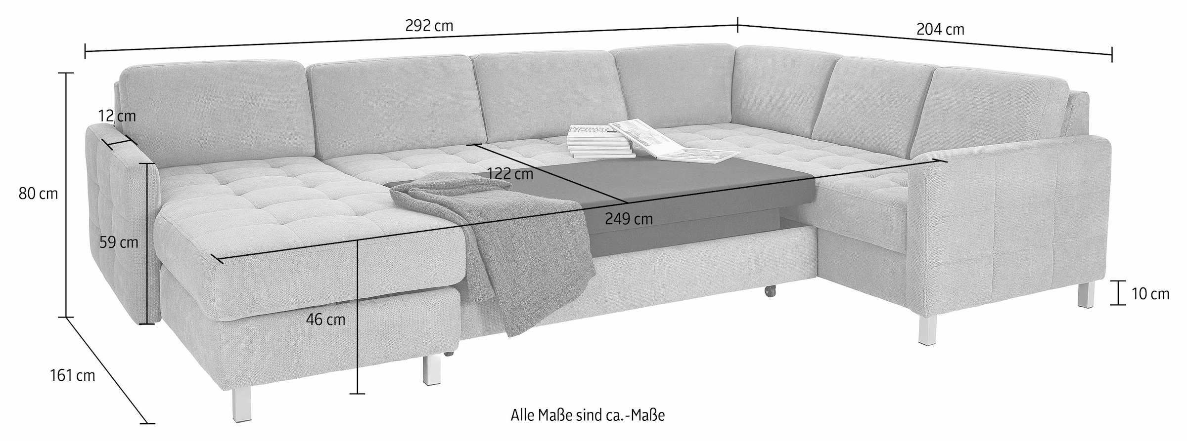 sit&more Wohnlandschaft Pablo U-Form, wahlweise mit Bettfunktion und Bettkasten