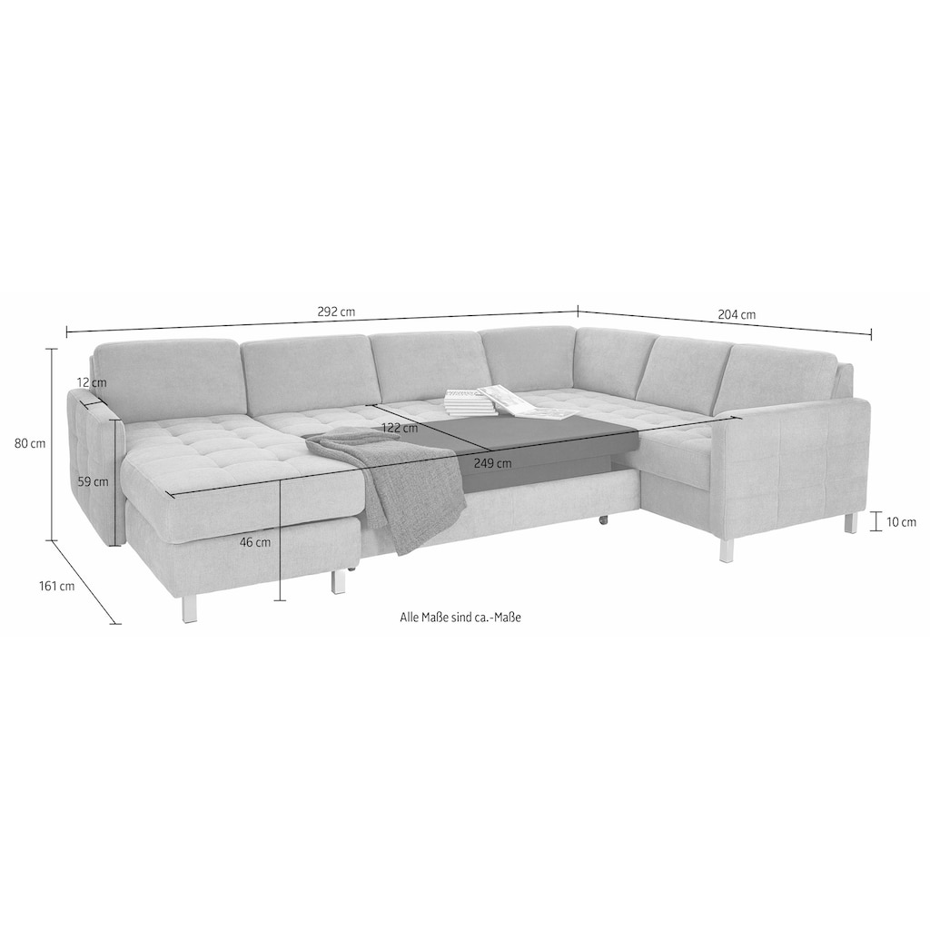 sit&more Wohnlandschaft Pablo U-Form, wahlweise mit Bettfunktion und Bettkasten