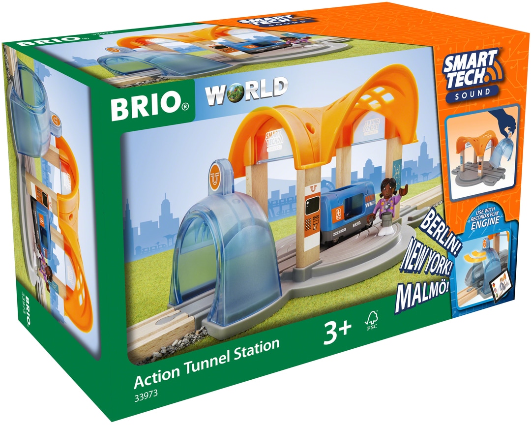 Spielzeugeisenbahn-Tunnel »BRIO® WORLD, Smart Tech Sound Bahnhof u. Action Tunnel«,...