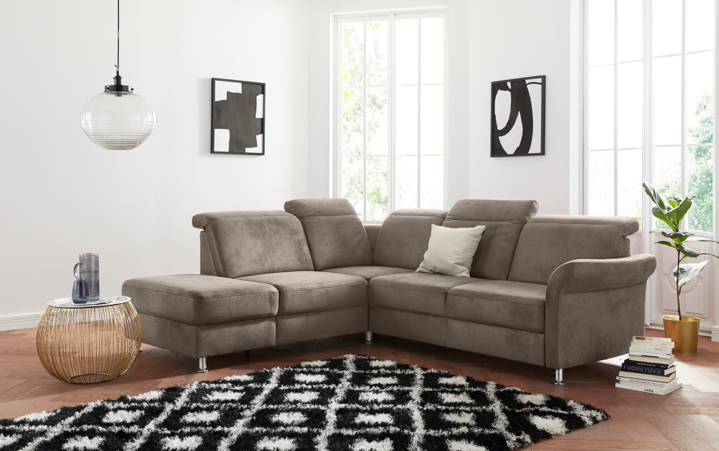 sit&more Ecksofa "Darwin L-Form" inklusive Federkern, wahlweise mit Kopfteilverstellung, Schlaffunktion