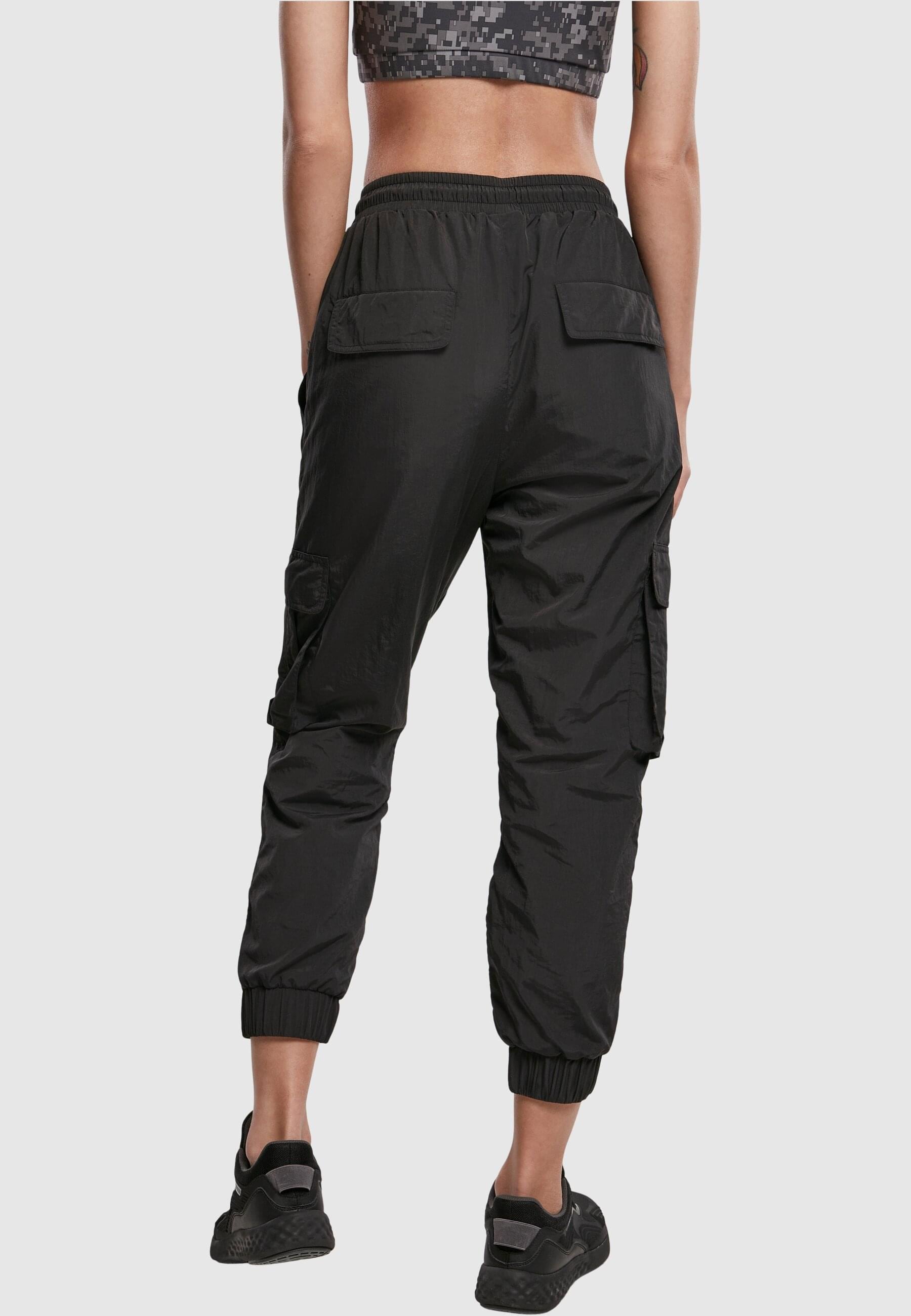 URBAN CLASSICS Cargohose »Urban Classics Damen Ladies High Waist Crinkle Nylon Cargo Pants«, (1 tlg.)