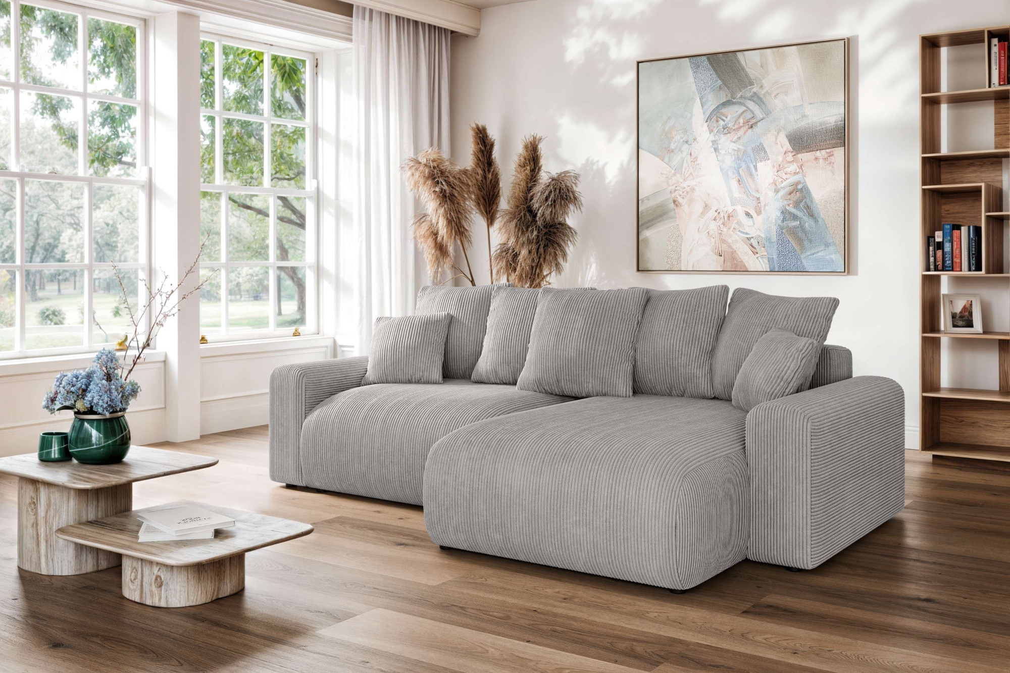 Home affaire Ecksofa »LAKESIDE klein mit Bettfunktion und Bettkasten, B/T/H 235/142/84 cm«, L-Form, Recamiere beidseitig montierbar, mit Wellenunterfederung