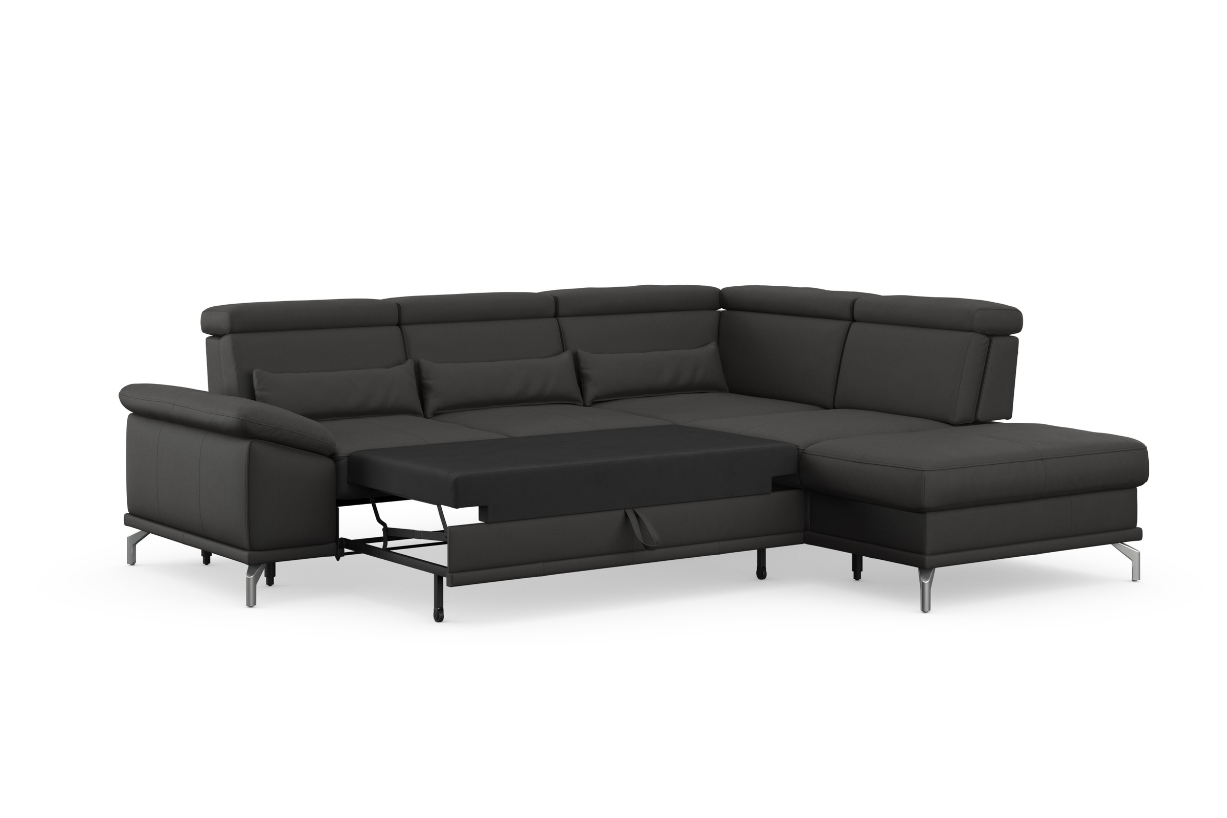 sit&more Ecksofa »Cabrio L-Form, mit Sitztiefenverstellung, Arm- und Kopfteilverstellung«, 3 Nierenkissen, Federkern, optional Bettfunktion und Stauraum