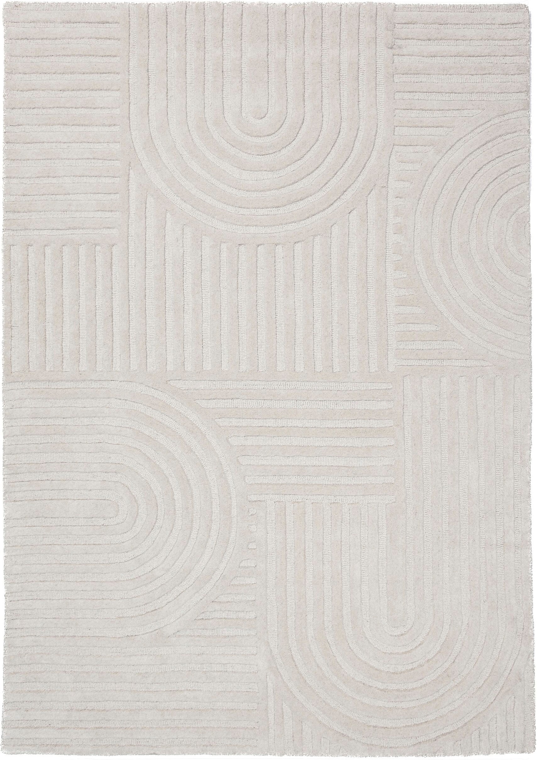 FLAIR RUGS Teppich "ZEN GARDEN" rechteckig 14 mm Höhe 100% Wolle, Hoch-Tief-Effekt, auch als Läufer und in Rund erhältlich