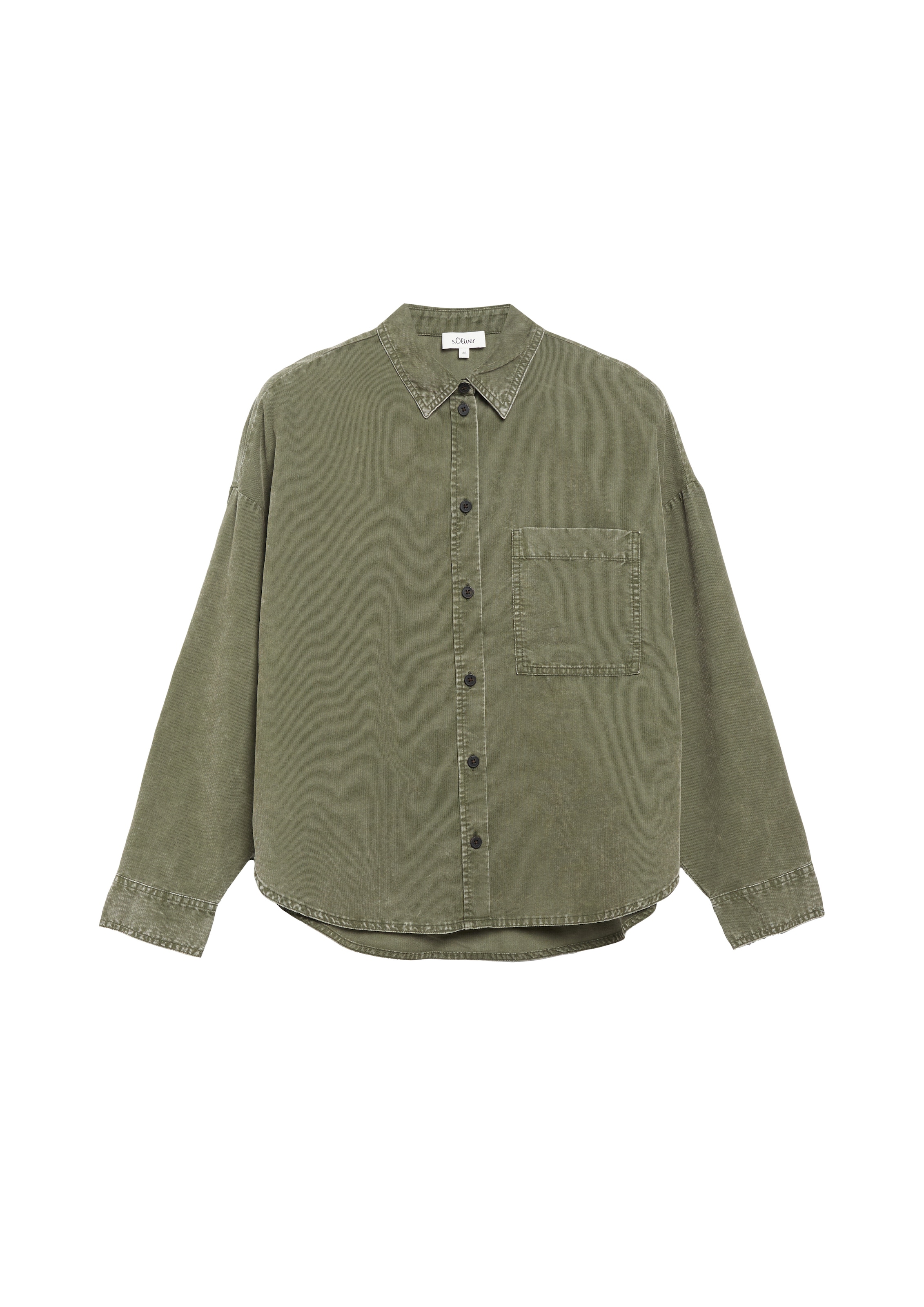 s.Oliver Langarmbluse Overshirt mit Hemdkragen und Viskose