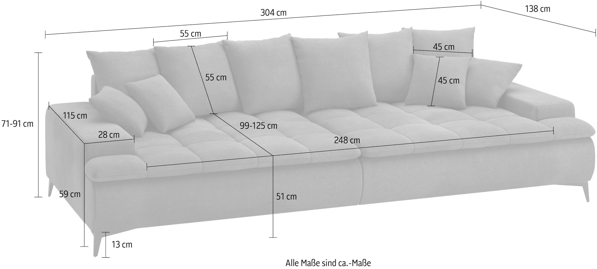 Mr. Couch Big-Sofa »Haiti III«, Wahlweise mit Kaltschaumpolsterung