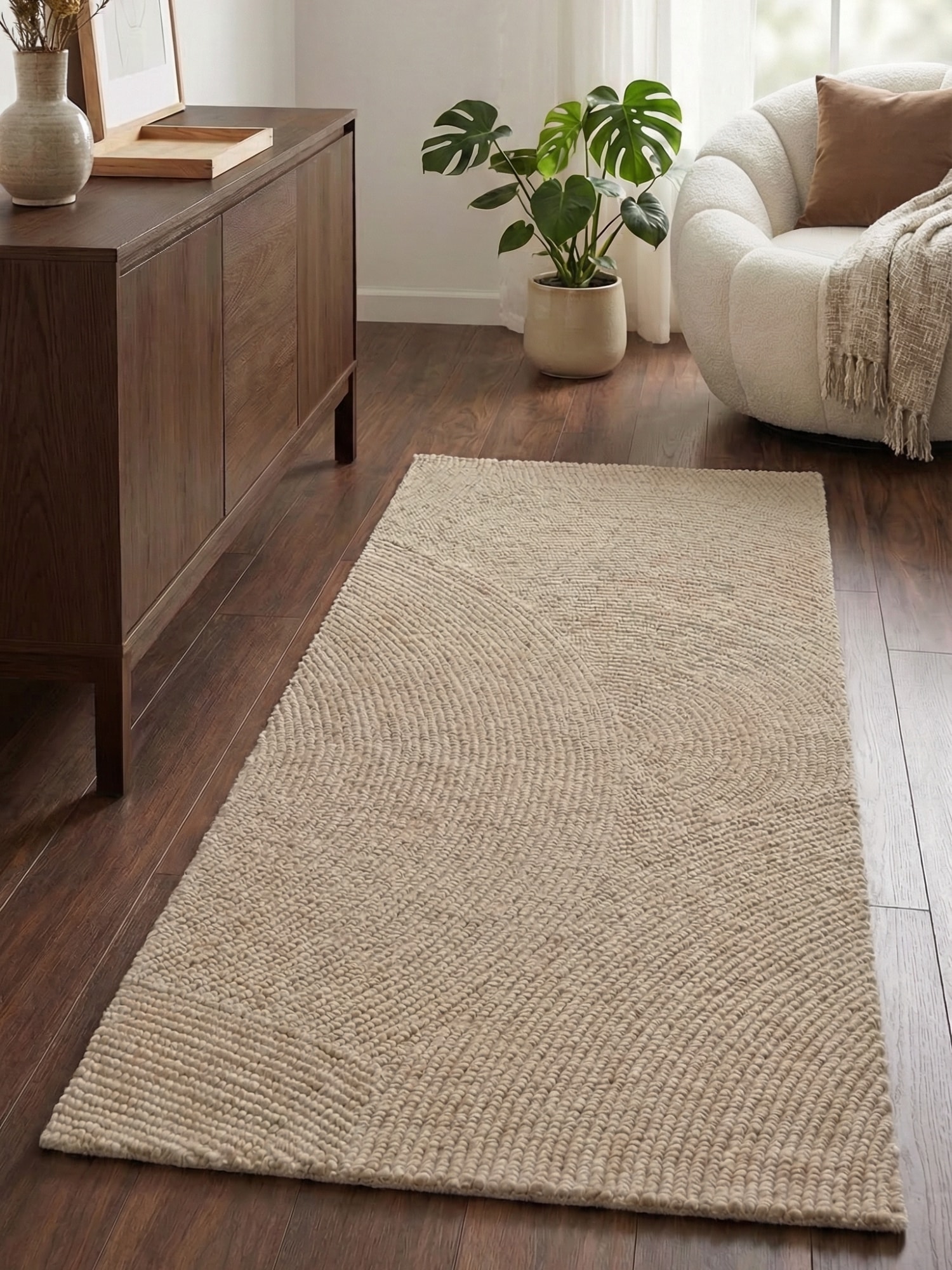 HANSE Home Wollteppich "Calmio, auch als Läufer und in rund" rechteckig 18 mm Höhe Handgetuftet, Wolle, Natur, Wohnzimmer, Schlafzimmer, Skandi, Hygge