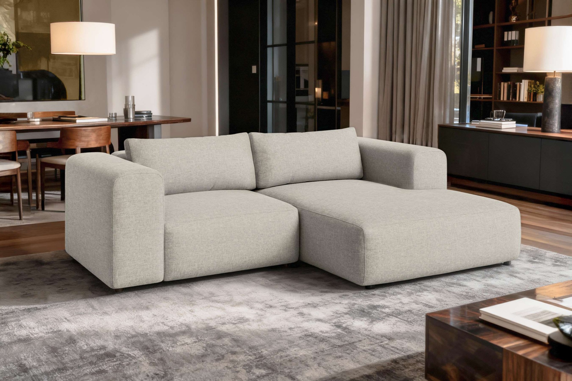 Ecksofa OTTO HOME "TIARRA Design-Sofa mit Ottomane recht/links bestellbar, Breite 241 cm", beige, B:241cm H:76cm T:168cm, 100% Polyester, Sofas, Ecksofa, L-Form mit hochelastischer Schaum und Wellenunterfederung 5