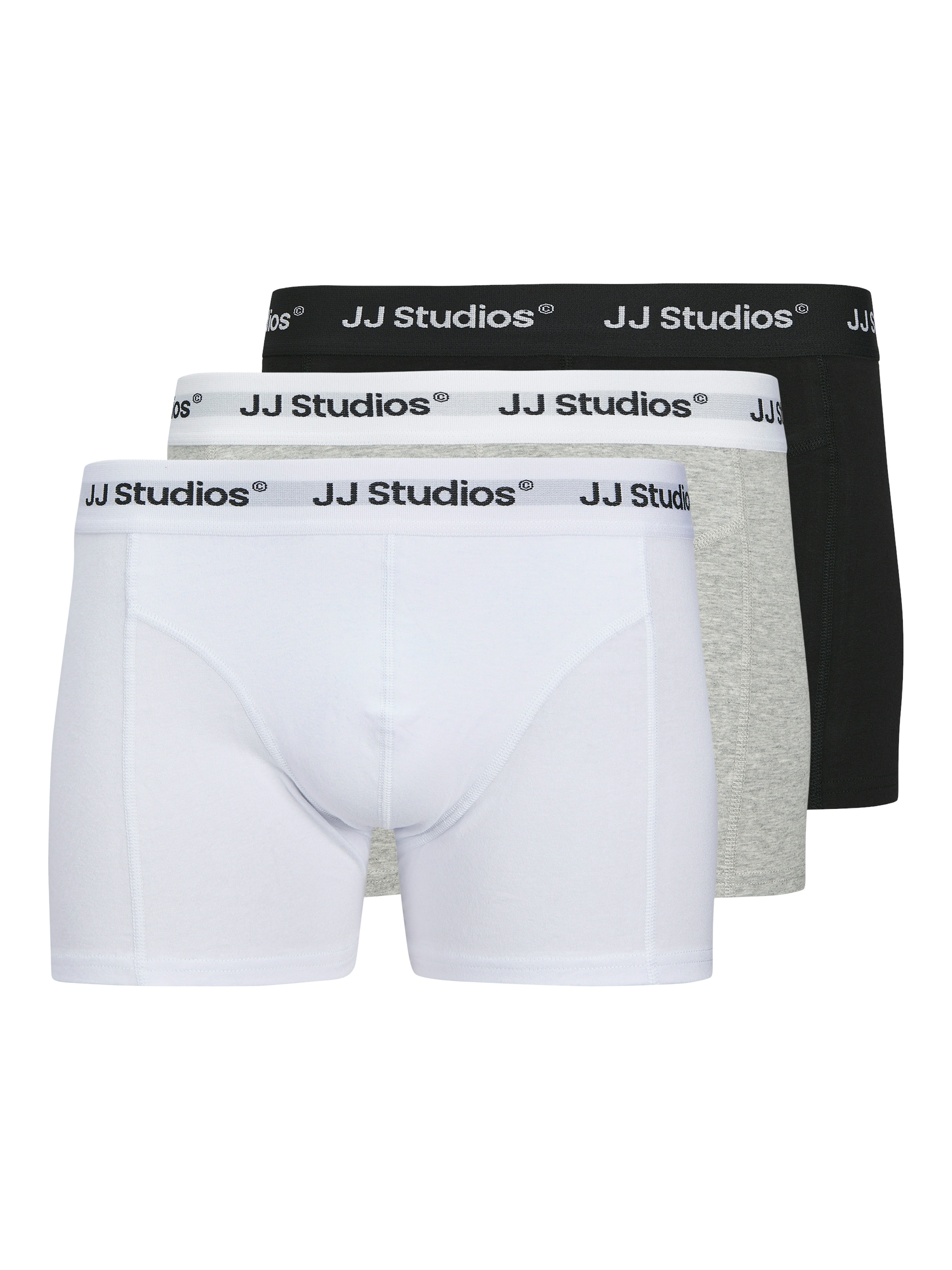 JACK & JONES Herren Trunk "JACSOHO SOLID TRUNKS 3 PACK NOOS", Gr. M, weiß, Jersey, Obermaterial: 95% Baumwolle, 5% Elasthan, meliert, Unterhosen