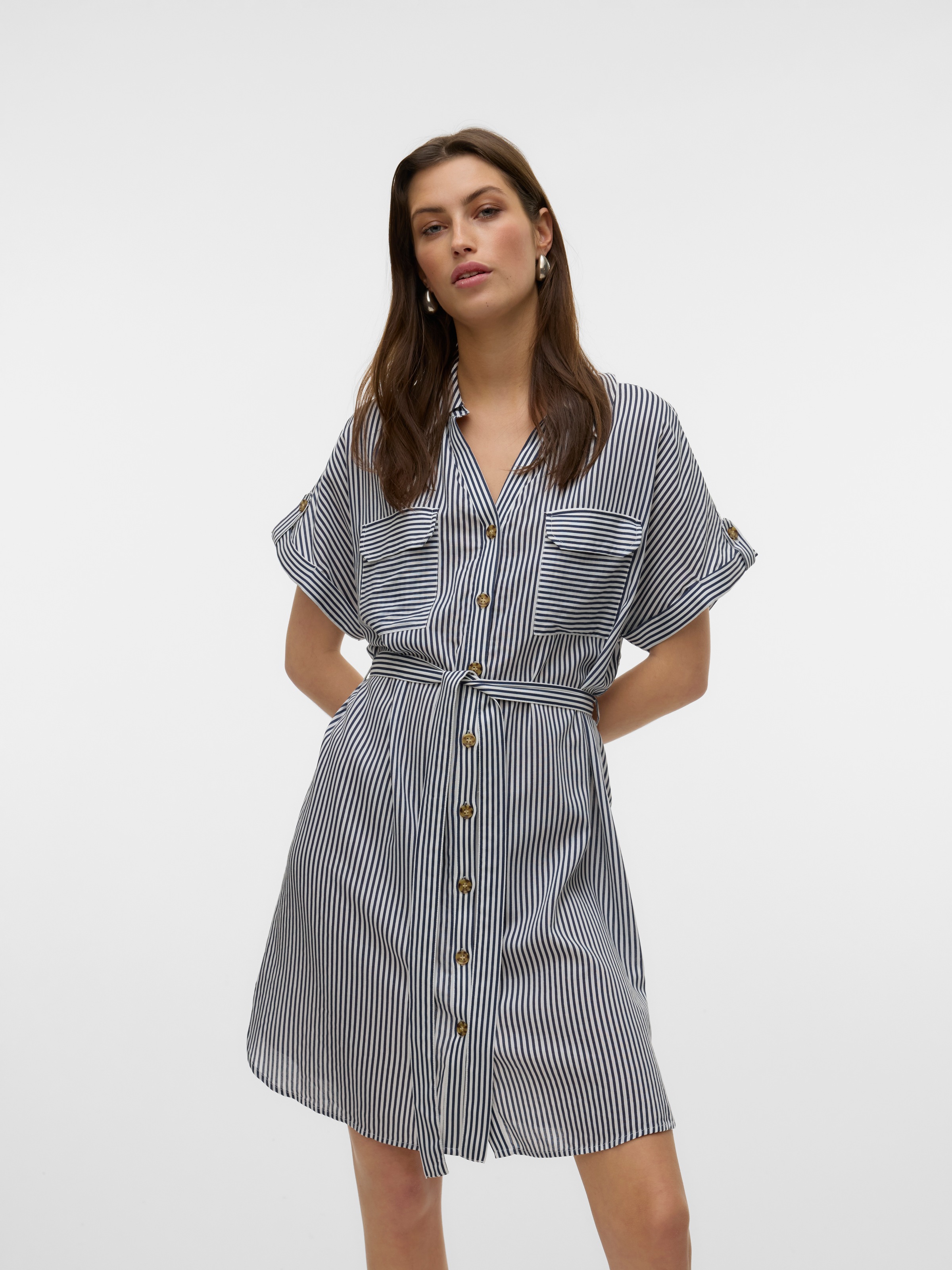 Vero Moda Hemdblusenkleid "VMBUMPY SS SHORT SHIRT DRESS WVN GA NOOS" Brustt günstig online kaufen