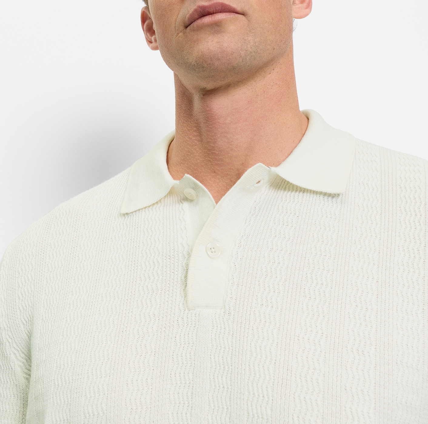 OLYMP Kurzarmshirt mit Flecht-Muster und Polokragen, Strick