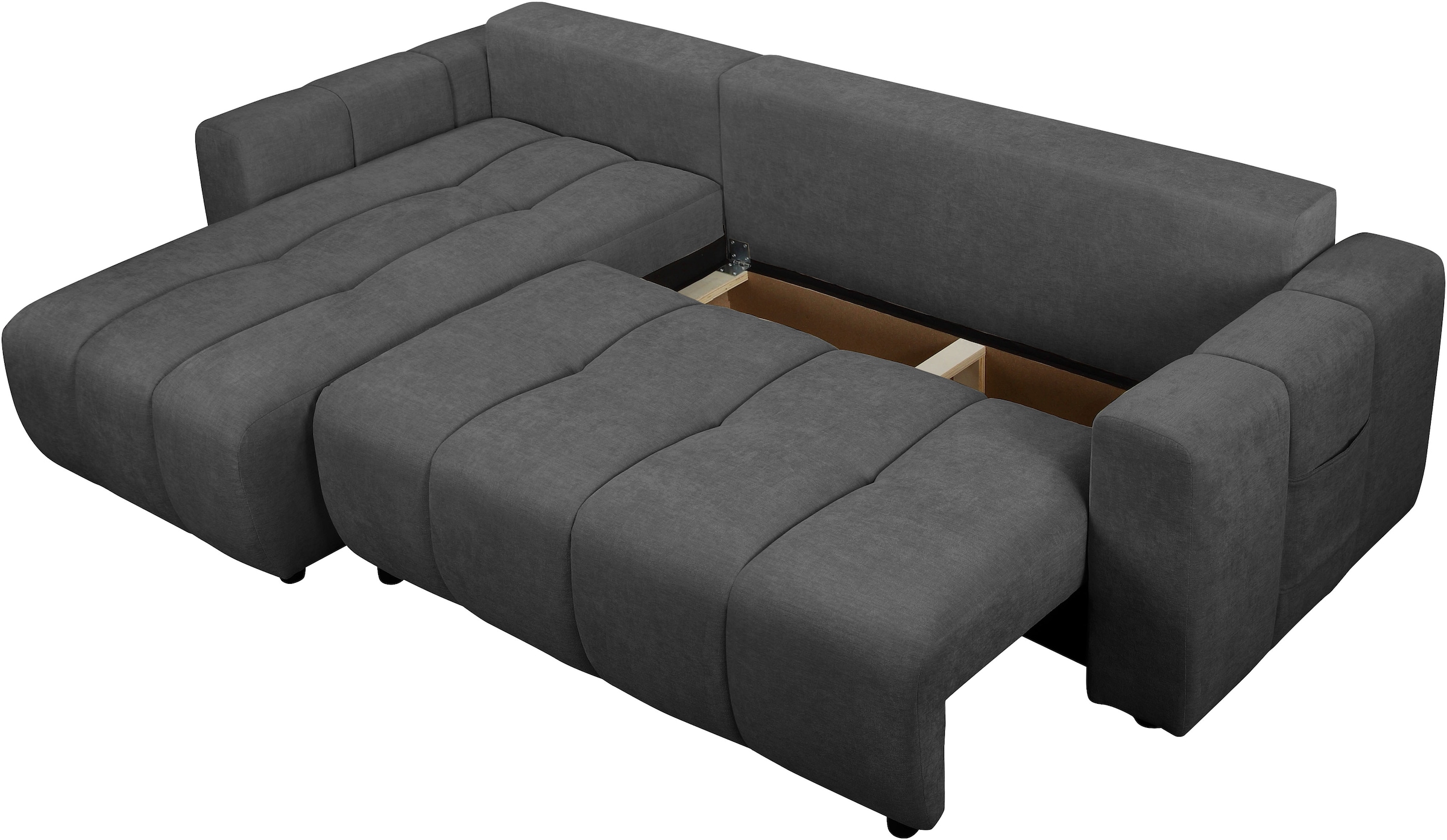 OTTO home Ecksofa »YLVAA L-Form, 241 cm - Schlafsofa« Schlaffunktion (132/200), Boxspring, Bettkasten, Feinstruktur-Bezug