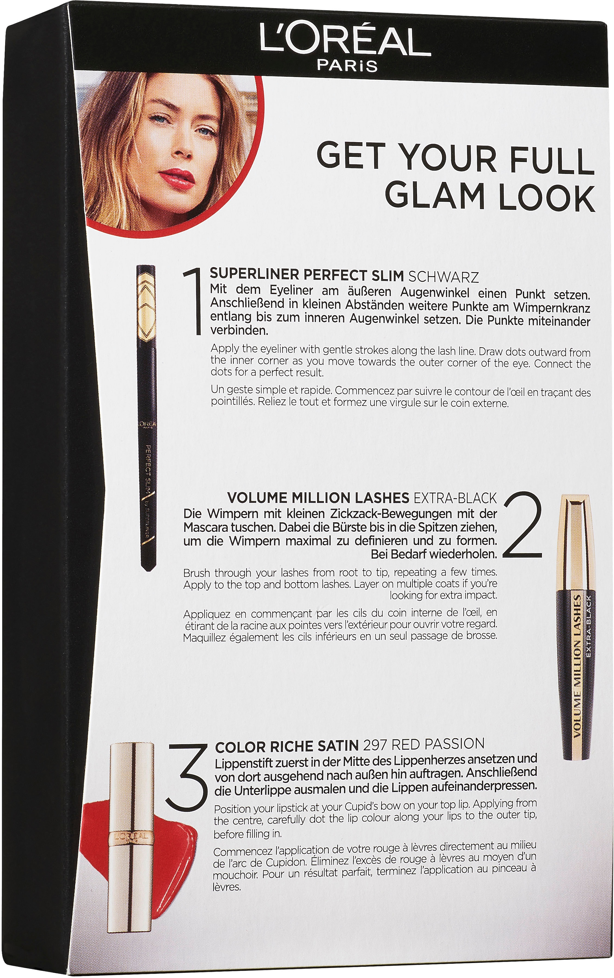 L'ORÉAL PARIS Augen-Make-Up-Set »VML + Color Riche + Superliner«, (3 tlg.), mit gerader Elastomer-Bürste