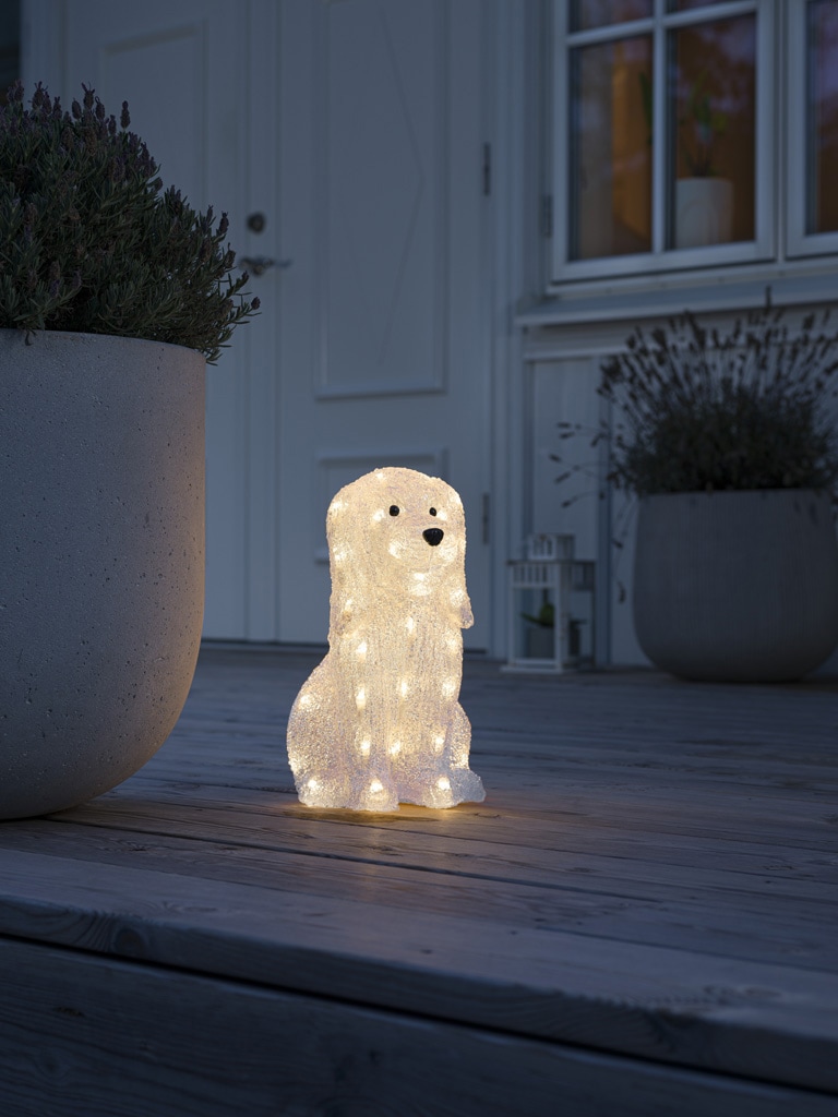 »Acryl 40 Hund Weihnachtsdeko | aussen«, warm BAUR sitzend, Dekofigur Dioden weiße bestellen KONSTSMIDE LED