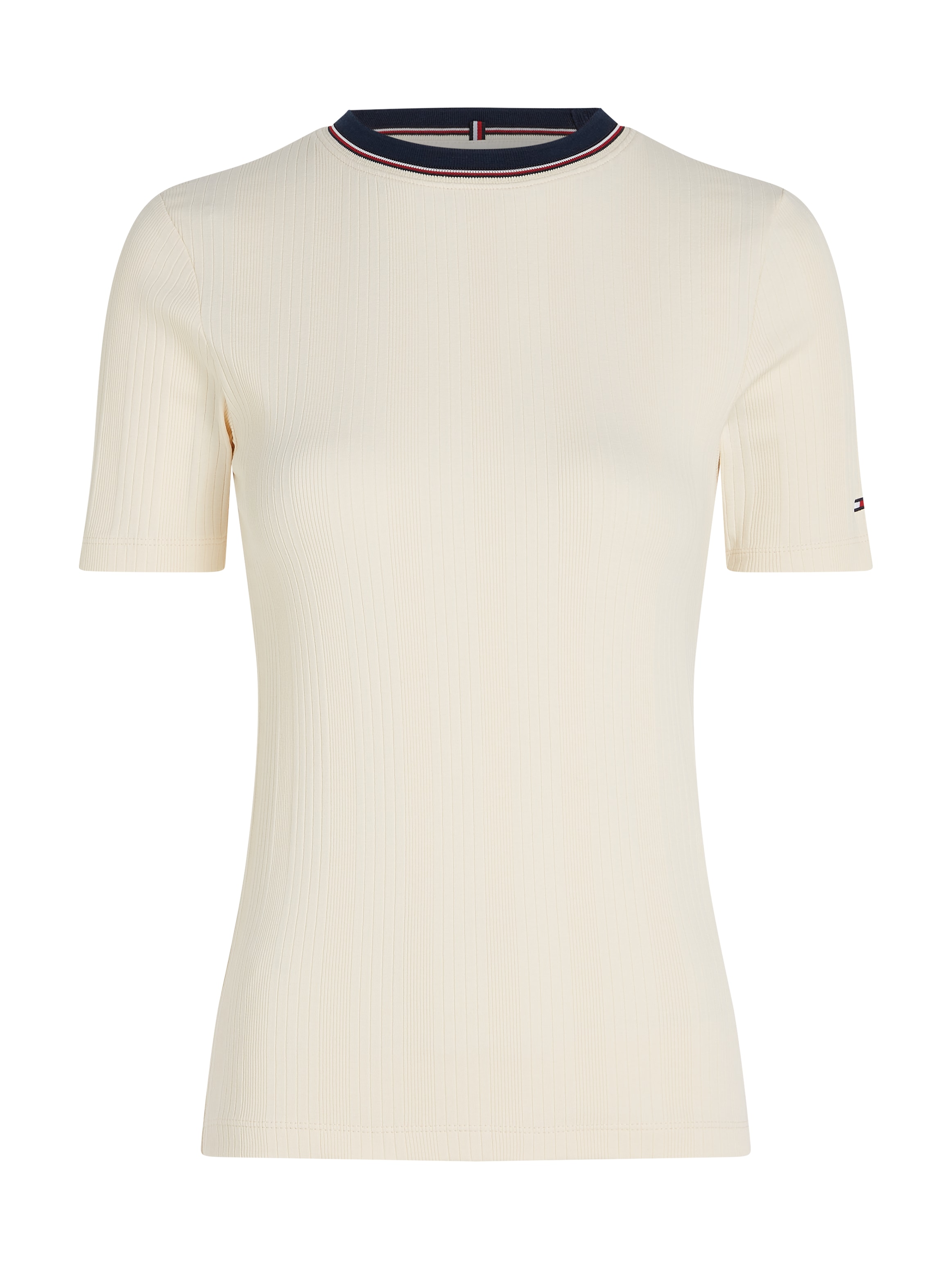 Tommy Hilfiger T-Shirt »RWB SLIM TEE SS C-NK«, mit Kontrast-Details, Struktur