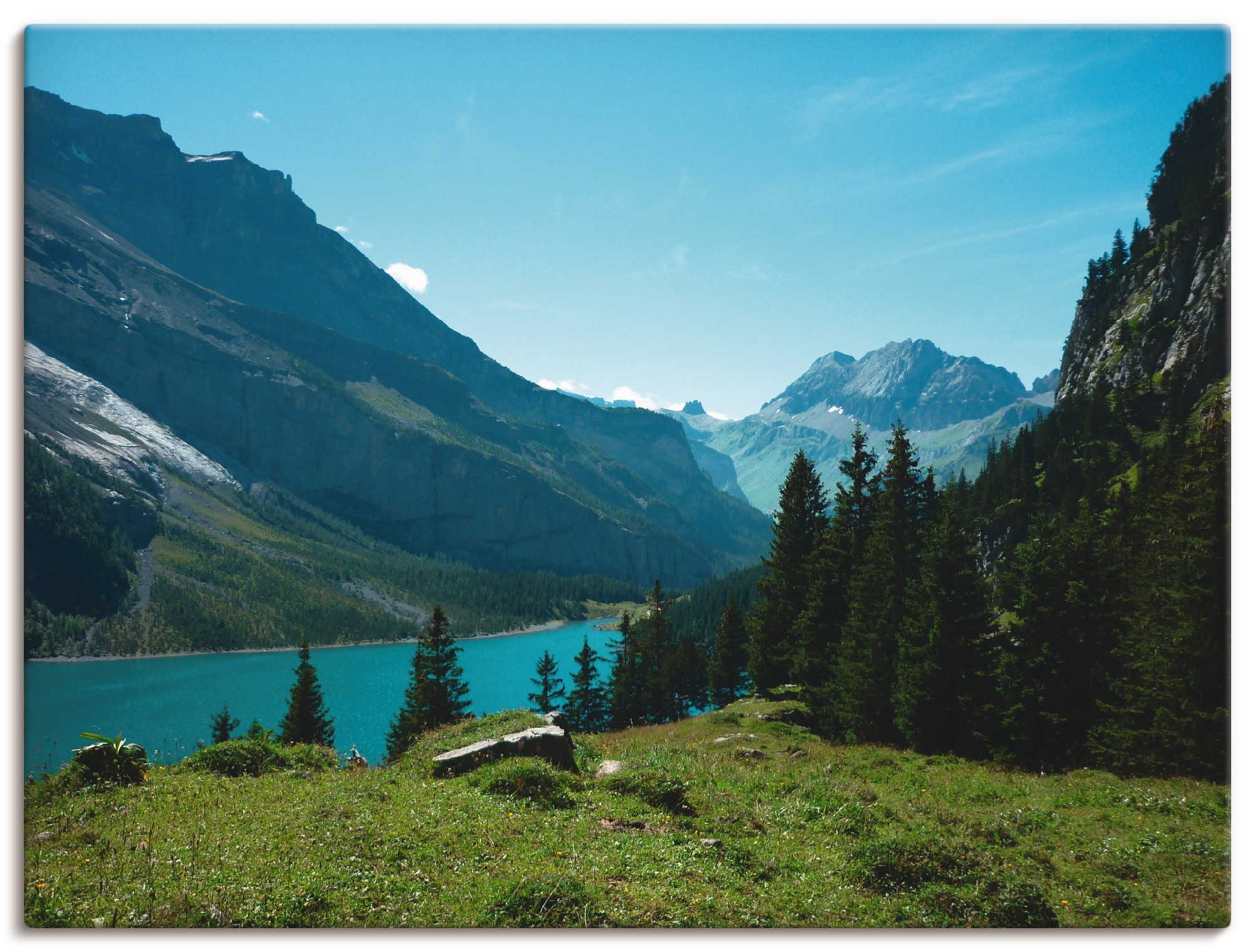 Artland Leinwandbild "Blick auf den Oeschinensee", Berge, (1 St.), auf Keilrahmen gespannt