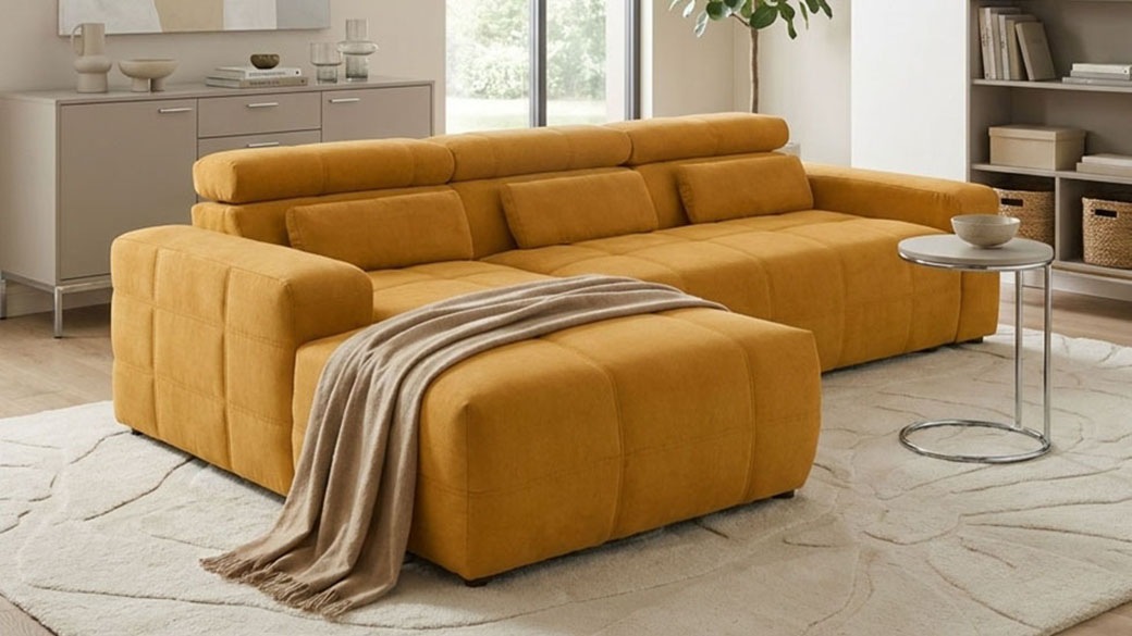 OTTO home Ecksofa "Ballerup 235 x 175 cm, auch mit verstellbarer Sitztiefe" Kopfteile verstellbar, aus pflegeleichtem, weichem Bezugsstoff, L-Form