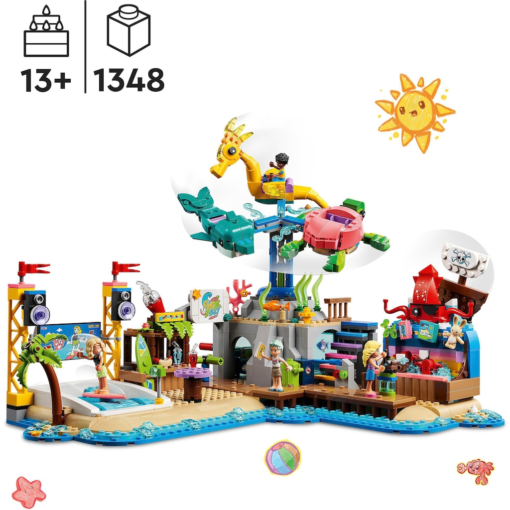LEGO® Konstruktionsspielsteine »Strand-Erlebnispark (41737), LEGO® Friends«, (1348 St.)
